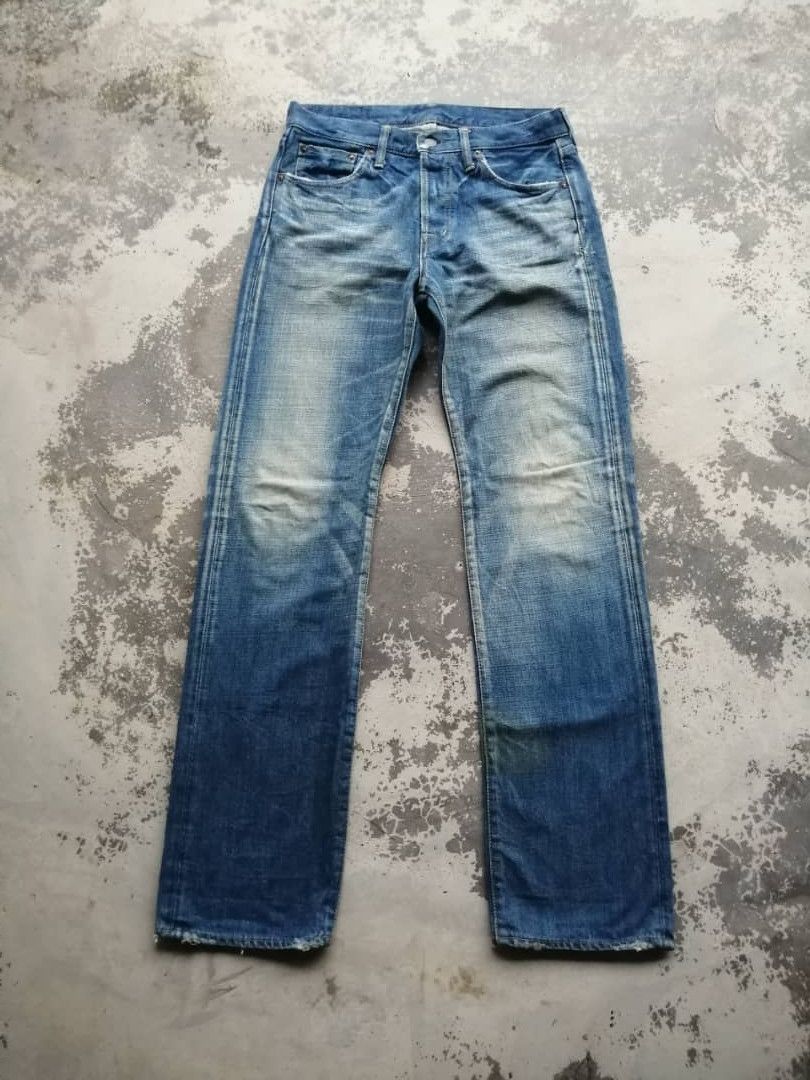 OMNIGOD × Vintage Vintage Light Wash Whiskers Distress Omnigod Redline Jeans Size US 30 / EU 46 - 2 Thumbnail