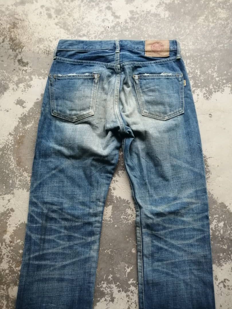 OMNIGOD × Vintage Vintage Light Wash Whiskers Distress Omnigod Redline Jeans Size US 30 / EU 46 - 14 Thumbnail