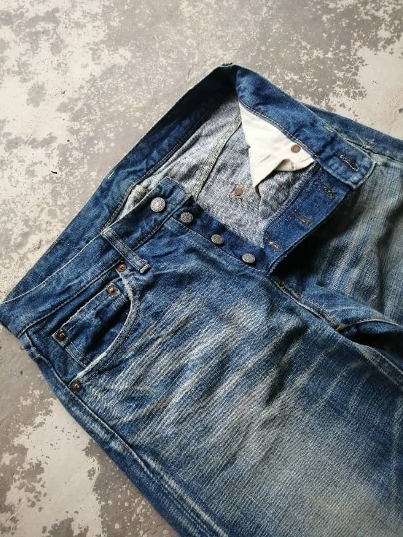 OMNIGOD × Vintage Vintage Light Wash Whiskers Distress Omnigod Redline Jeans Size US 30 / EU 46 - 9 Thumbnail
