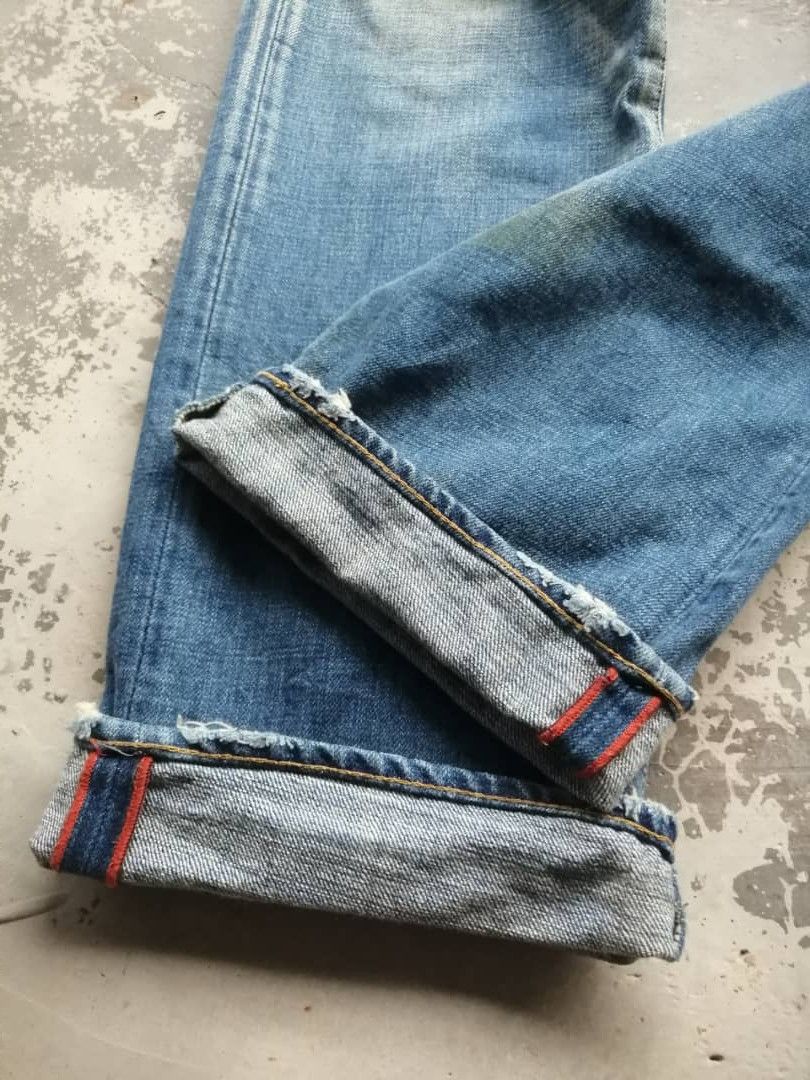 OMNIGOD × Vintage Vintage Light Wash Whiskers Distress Omnigod Redline Jeans Size US 30 / EU 46 - 6 Thumbnail