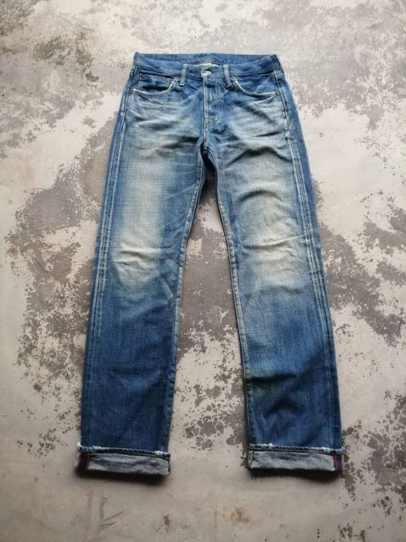 OMNIGOD × Vintage Vintage Light Wash Whiskers Distress Omnigod Redline Jeans Size US 30 / EU 46 - 1 Thumbnail