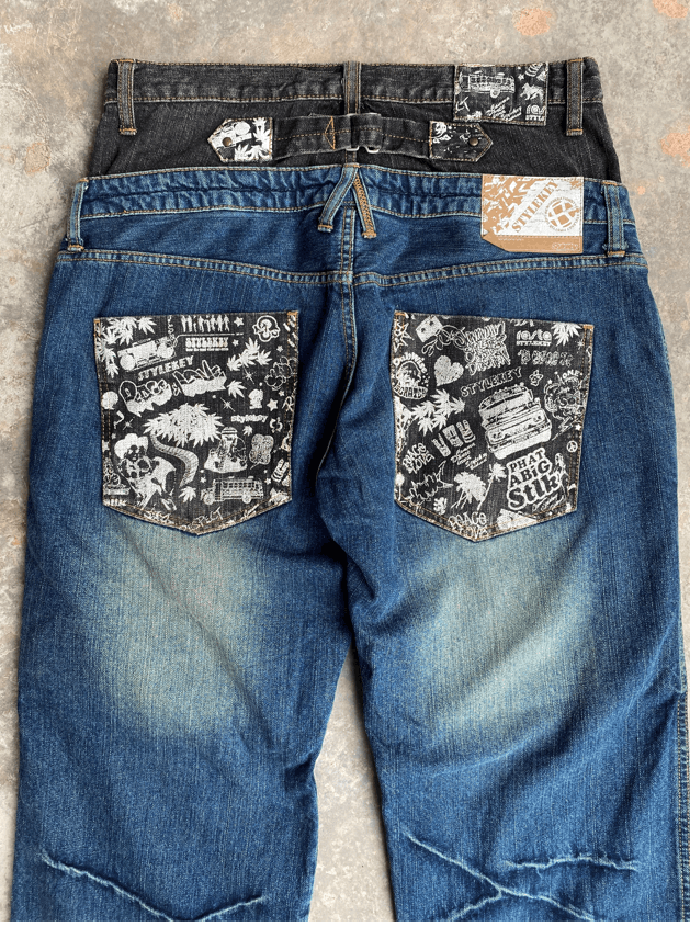 If Six Was Nine × Japanese Brand Stylekey Japanese Brand Double Waist Weird Streetwear Pants Size US 34 / EU 50 - 3 Thumbnail