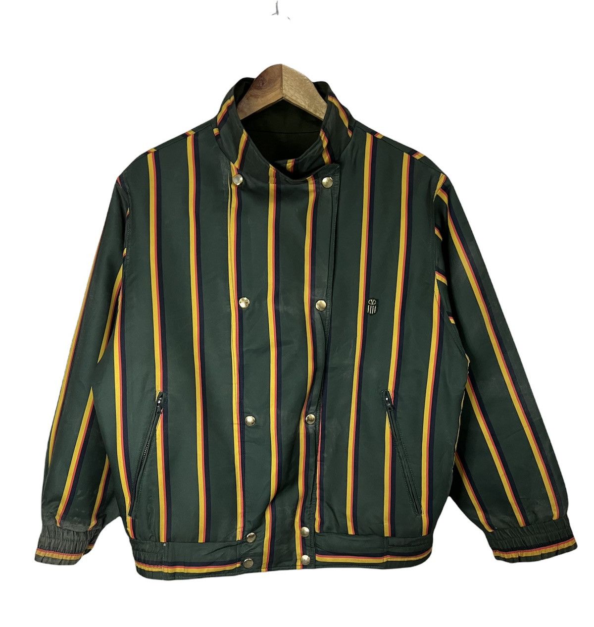 image of Italian Designers Valentino Garavani Sport Italian Top Fashion Bomber Jacket in Green (Size Large)