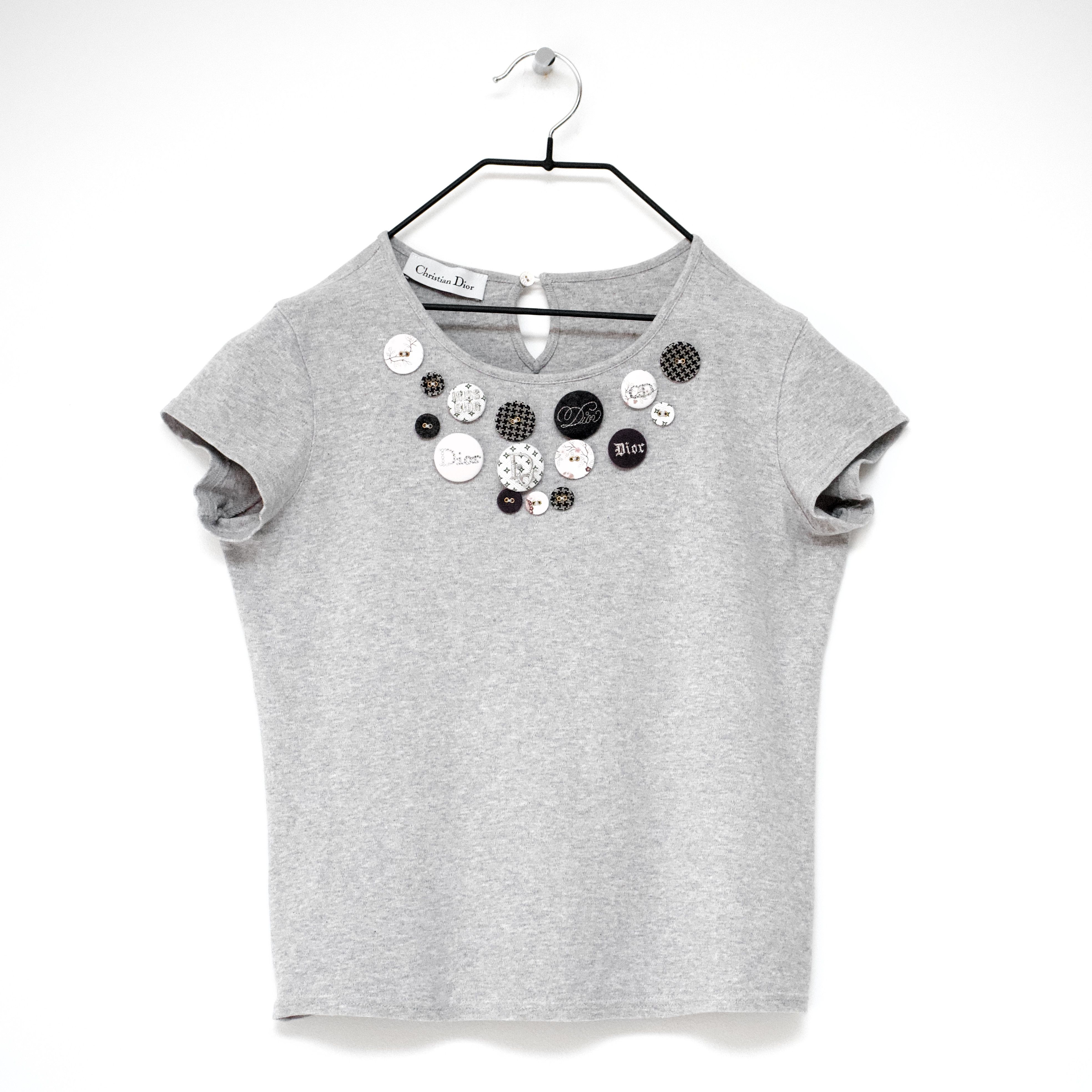 image of Dior Pins & Buttons Logo Top in Grey, Women's (Size XS)