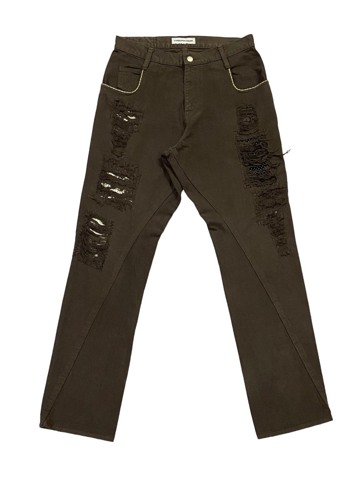 Japanese Brand E HYPHEN WORLDGALLERY RIPPED DISTRESSED DENIM PANTS Size US 30 / EU 46 - 2 Thumbnail