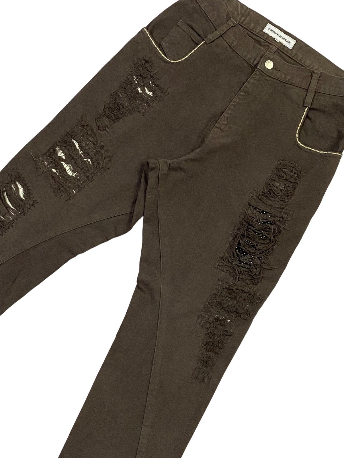 Japanese Brand E HYPHEN WORLDGALLERY RIPPED DISTRESSED DENIM PANTS Size US 30 / EU 46 - 19 Thumbnail