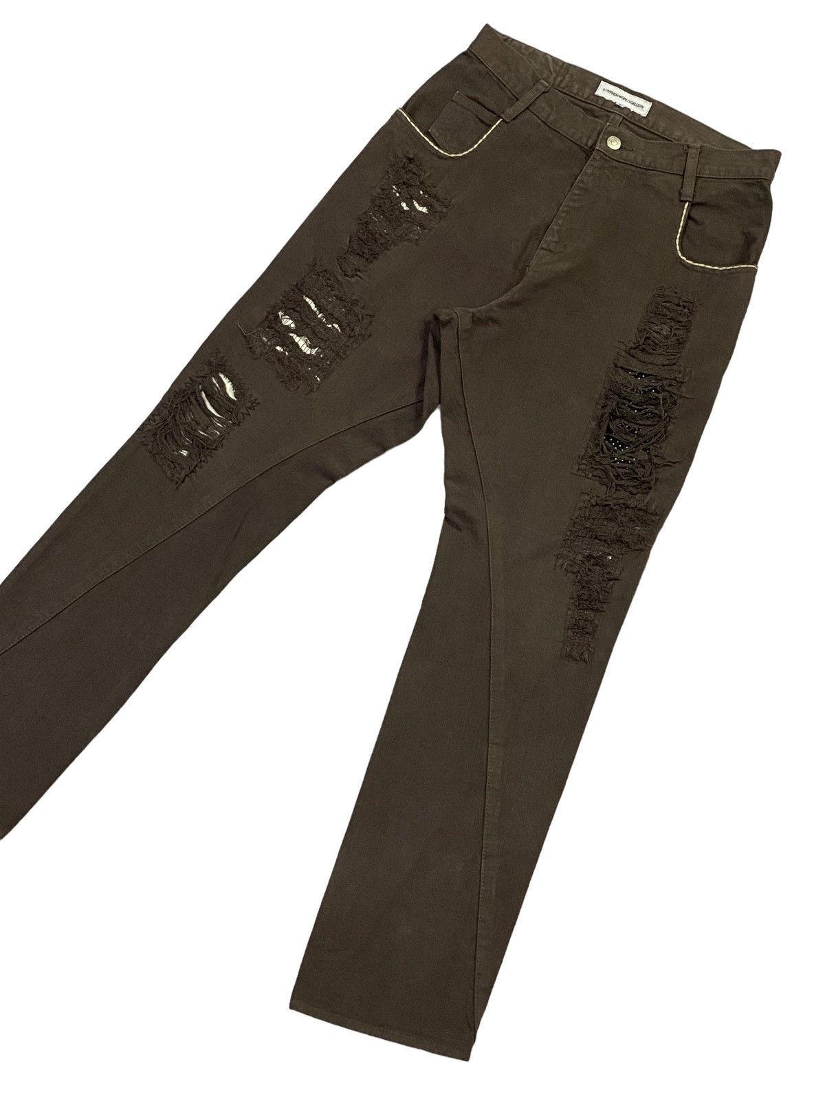 Japanese Brand E HYPHEN WORLDGALLERY RIPPED DISTRESSED DENIM PANTS Size US 30 / EU 46 - 24 Thumbnail