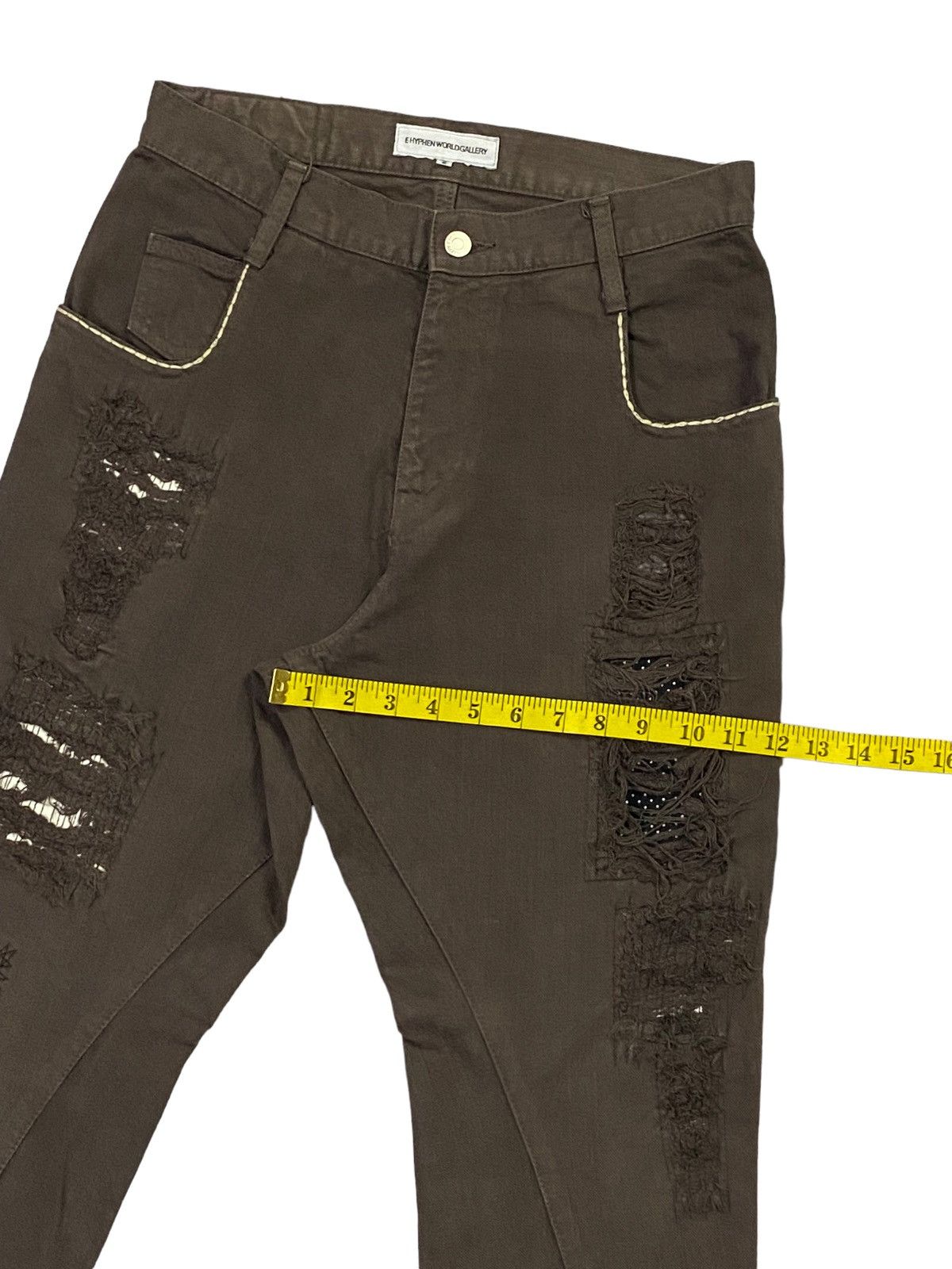 Japanese Brand E HYPHEN WORLDGALLERY RIPPED DISTRESSED DENIM PANTS Size US 30 / EU 46 - 9 Thumbnail