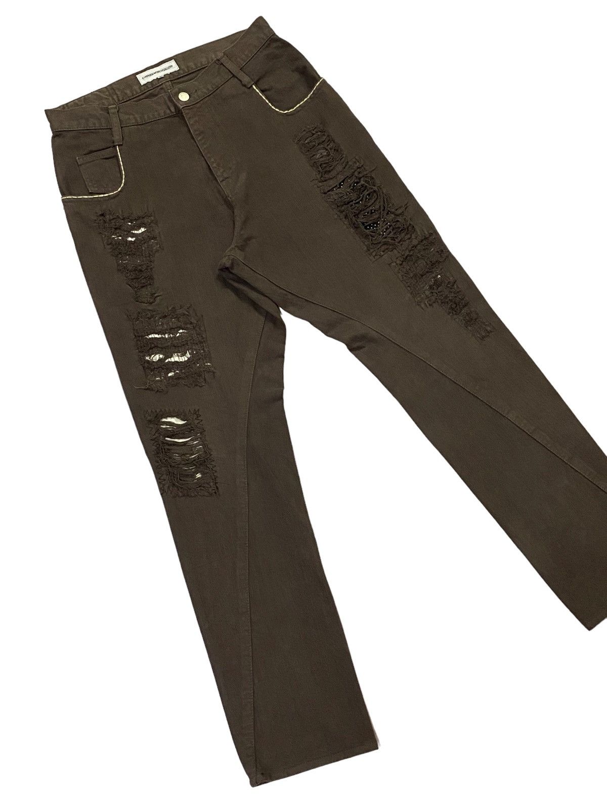 Japanese Brand E HYPHEN WORLDGALLERY RIPPED DISTRESSED DENIM PANTS Size US 30 / EU 46 - 22 Thumbnail
