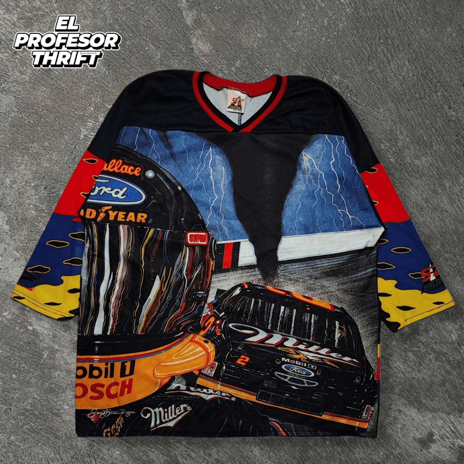 NASCAR Vintage 90s Speed Zone x Rusty Wallace Nascar Jersey Size US L / EU 52-54 / 3 - 1 Thumbnail