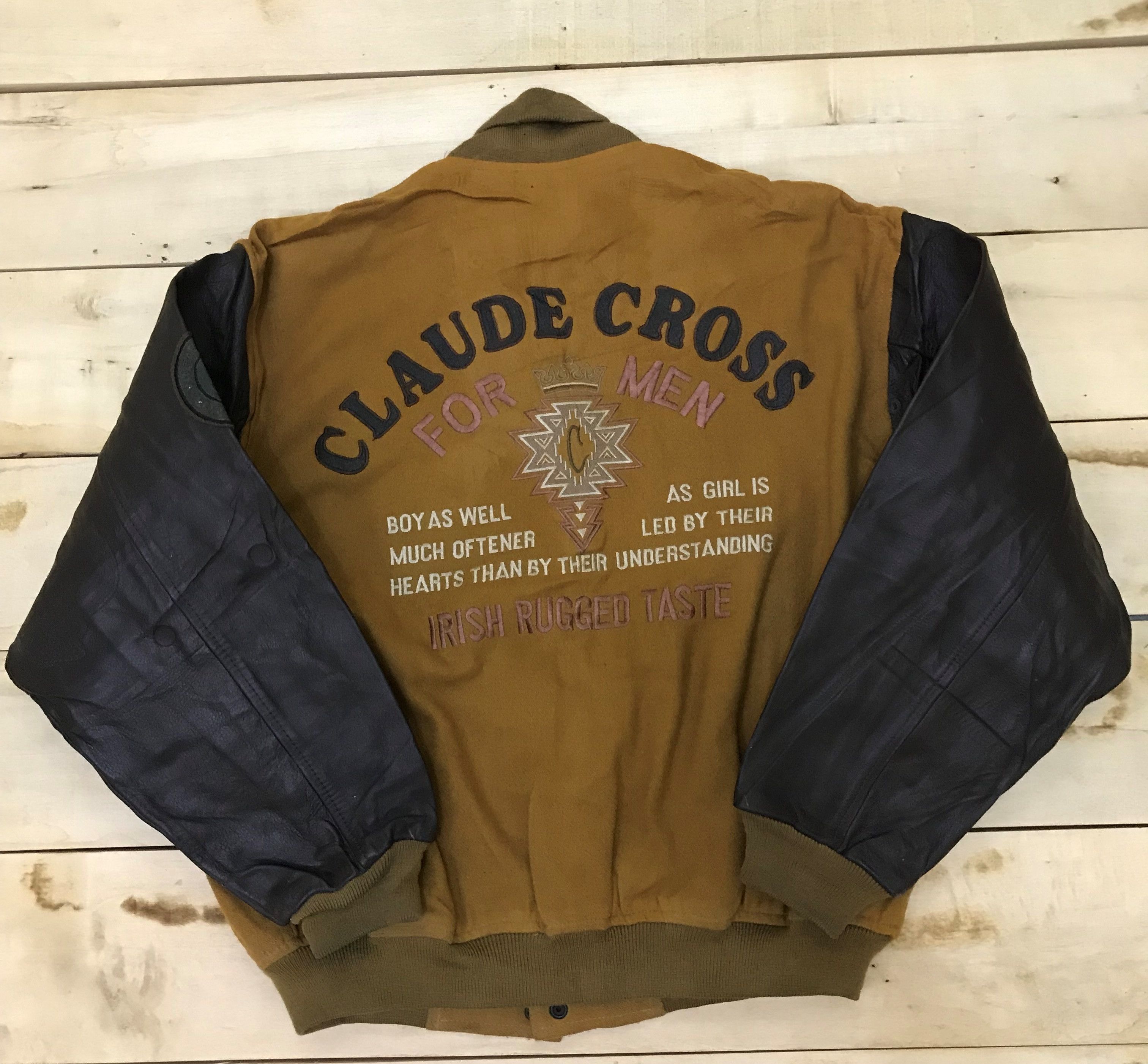 Vintage Z69 CLAUDE CROSS IRISH RUGGED TASTE VARSITY JACKET Size US L / EU 52-54 / 3 - 3 Thumbnail