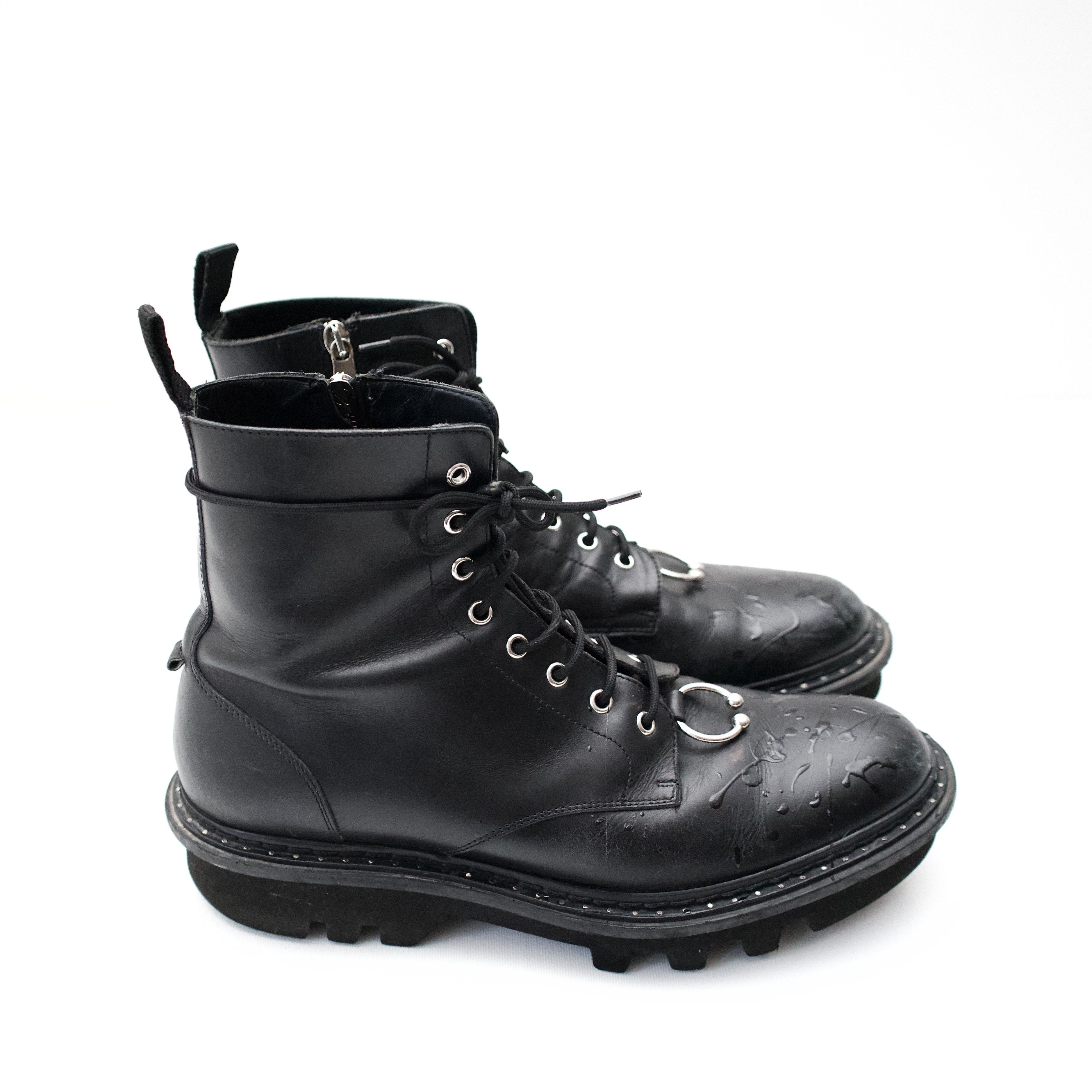 image of Neil Barrett F/w 2015 Septum Studded Punk Boots in Black, Men's (Size 11)