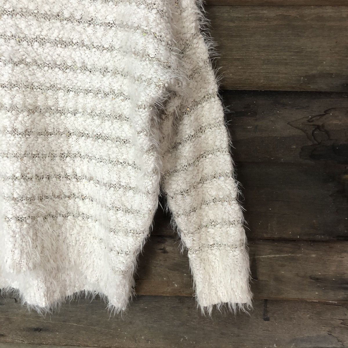 Japanese Brand DLS Interplanet White Shag Shaggy Fur Mohair Knitwear #BB586 Size M / US 6-8 / IT 42-44 - 5 Thumbnail