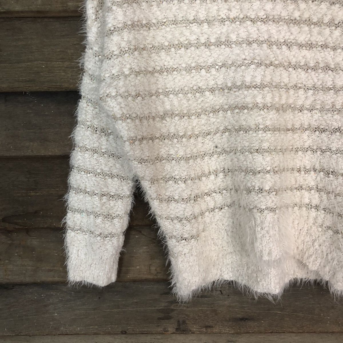 Japanese Brand DLS Interplanet White Shag Shaggy Fur Mohair Knitwear #BB586 Size M / US 6-8 / IT 42-44 - 4 Thumbnail