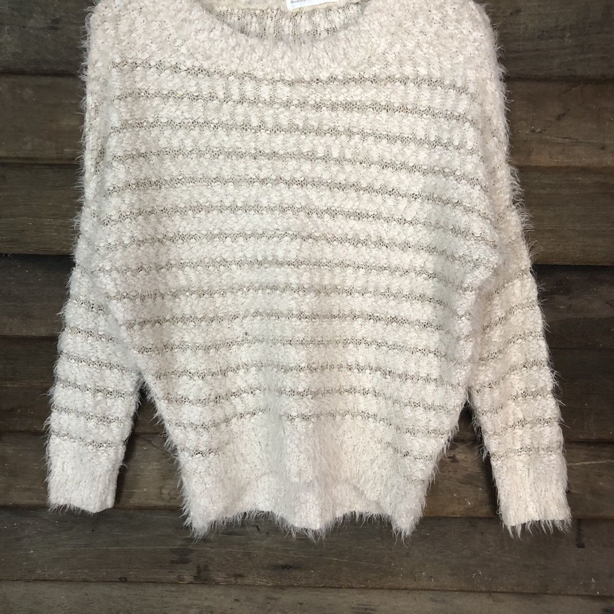 Japanese Brand DLS Interplanet White Shag Shaggy Fur Mohair Knitwear #BB586 Size M / US 6-8 / IT 42-44 - 3 Thumbnail