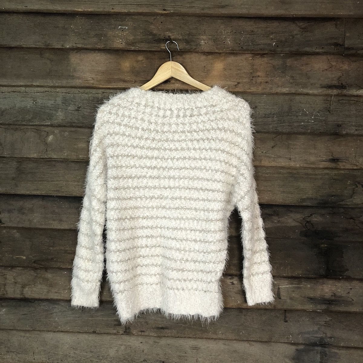 Japanese Brand DLS Interplanet White Shag Shaggy Fur Mohair Knitwear #BB586 Size M / US 6-8 / IT 42-44 - 9 Thumbnail