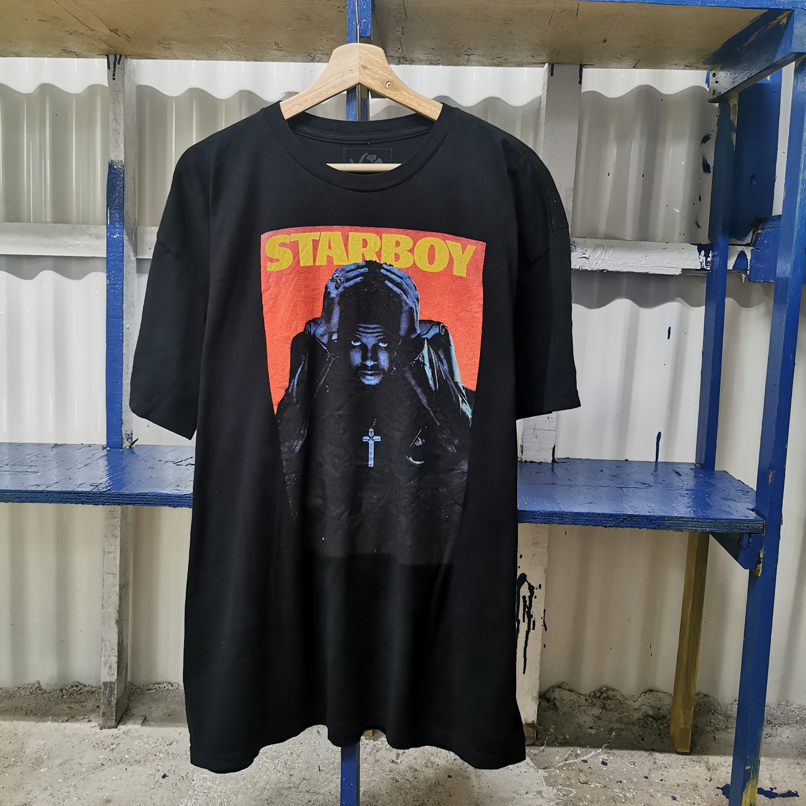 image of Band Tees x Rap Tees Weeknd Starboy Mens Black T Shirt Official Adult Xo Merch (Size 2XL)