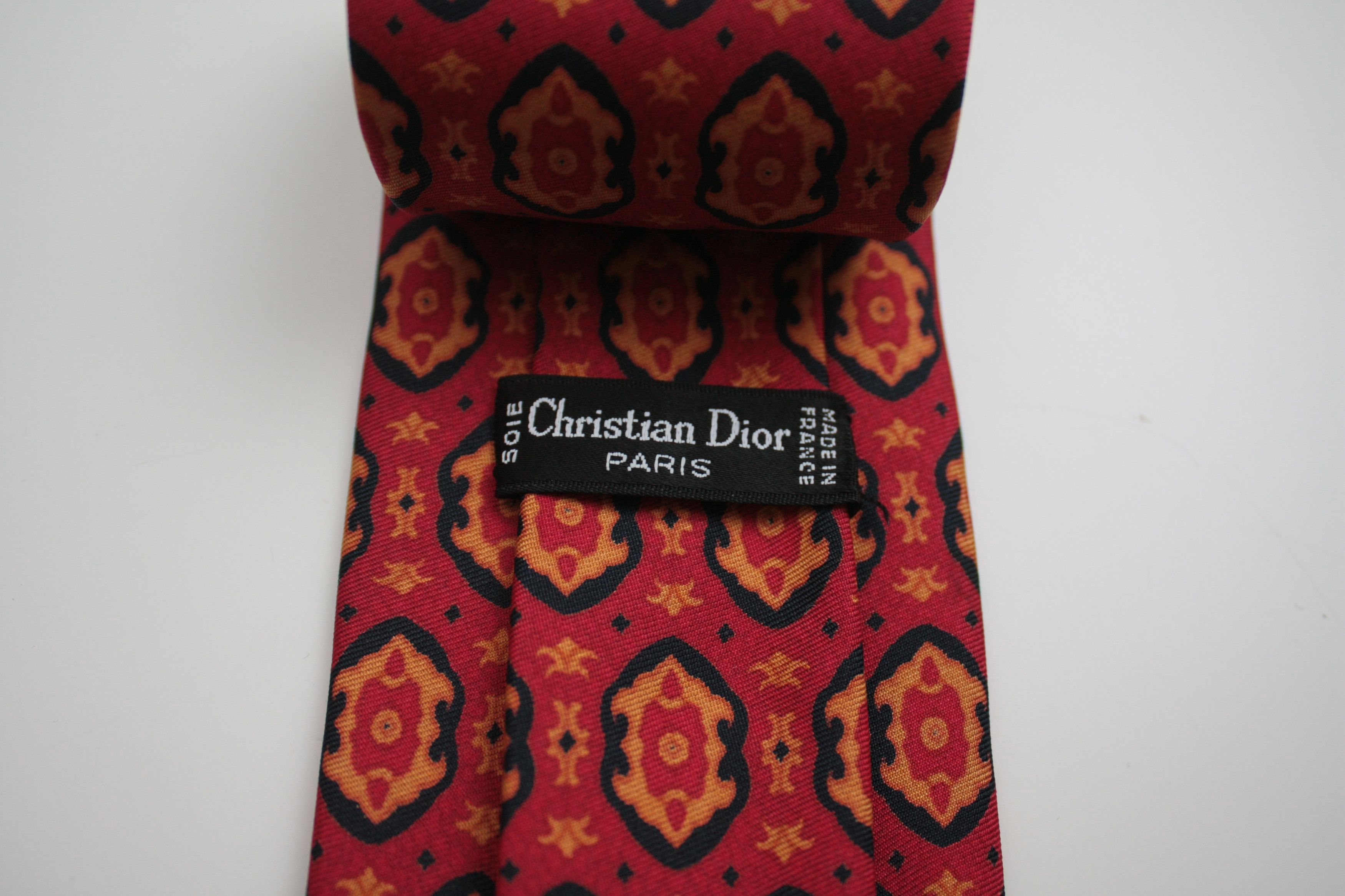 Christian Dior Monsieur Christian Dior Paris Vintage Red Silk Tie Made In France Size ONE SIZE - 3 Thumbnail