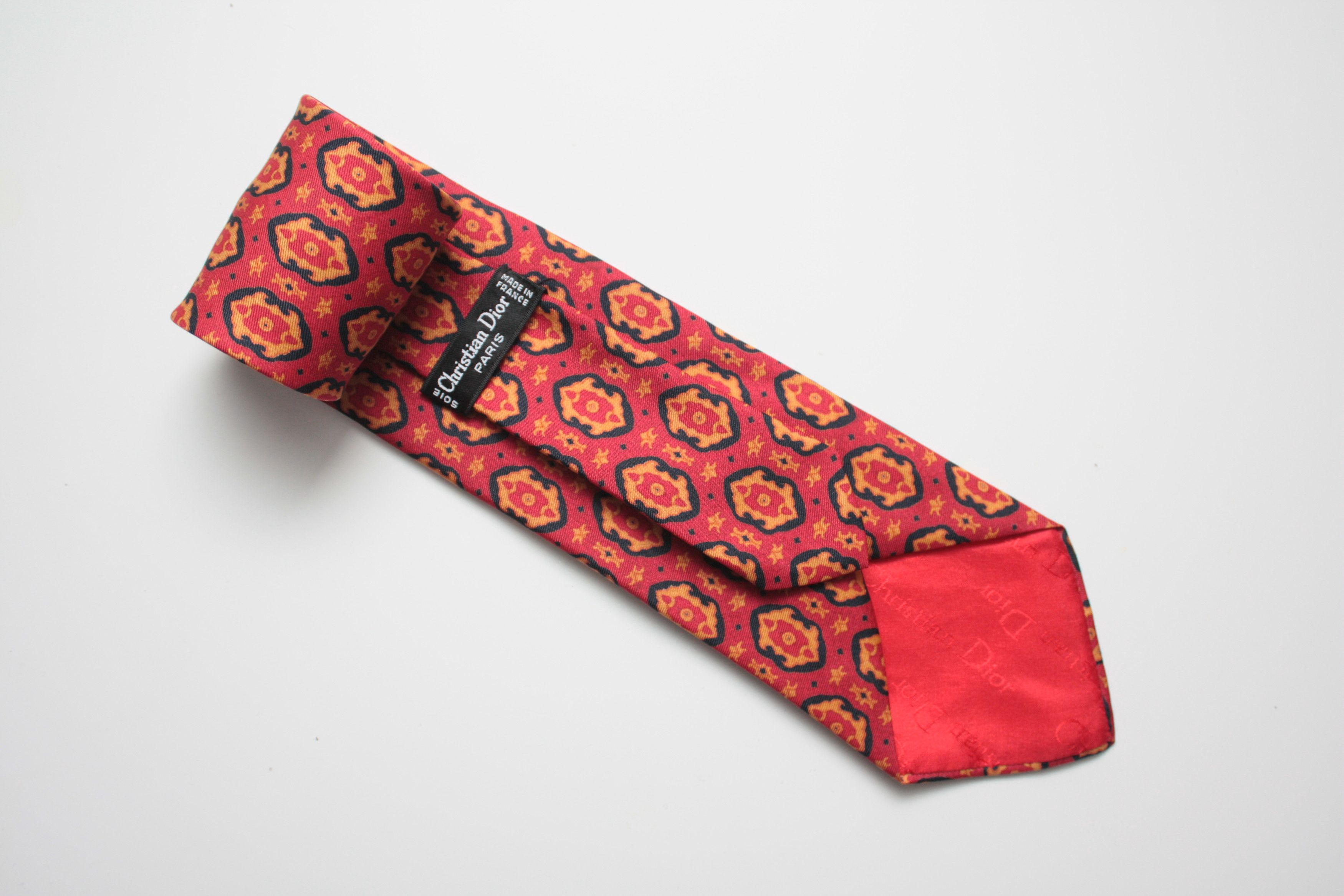 Christian Dior Monsieur Christian Dior Paris Vintage Red Silk Tie Made In France Size ONE SIZE - 1 Thumbnail