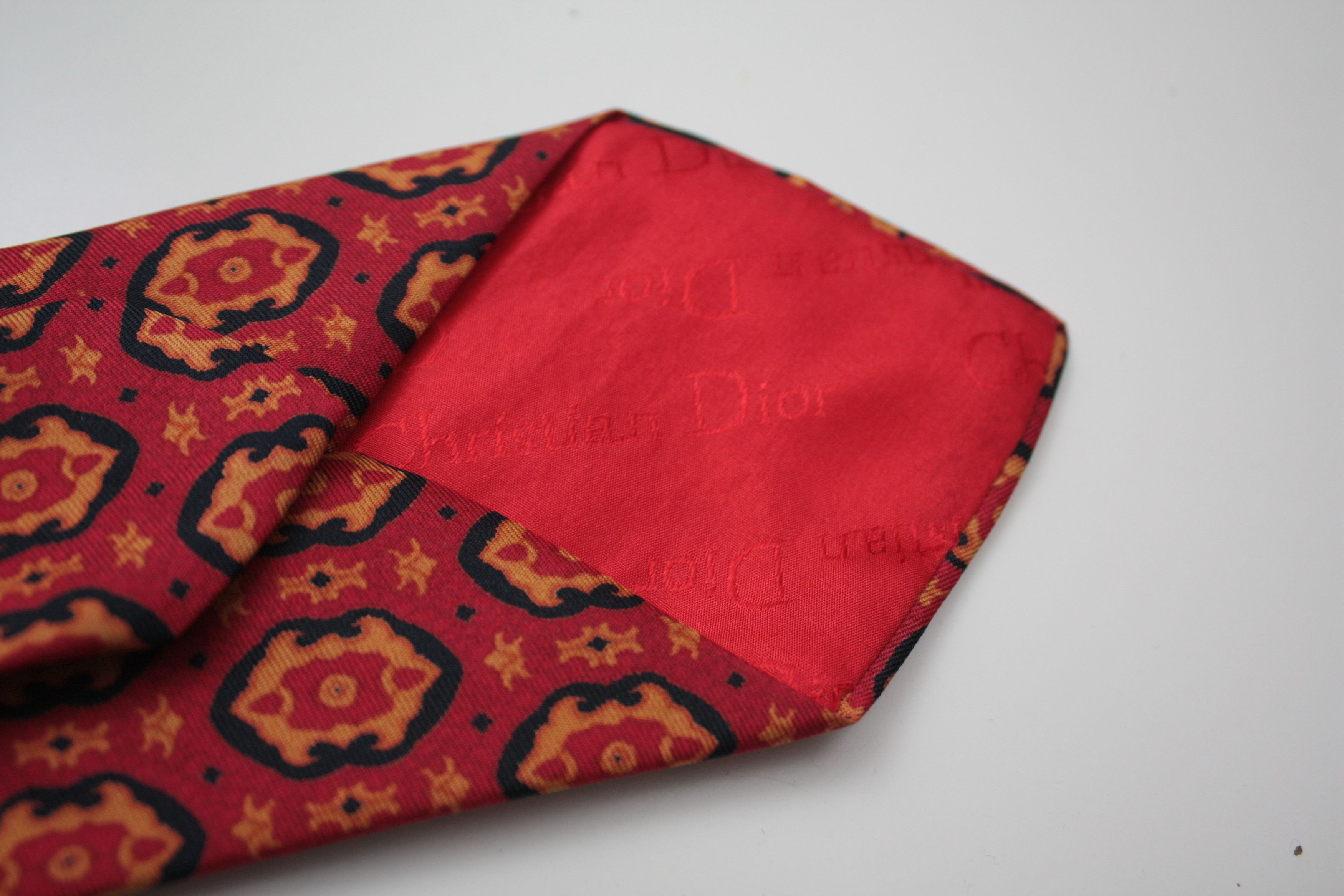 Christian Dior Monsieur Christian Dior Paris Vintage Red Silk Tie Made In France Size ONE SIZE - 2 Thumbnail