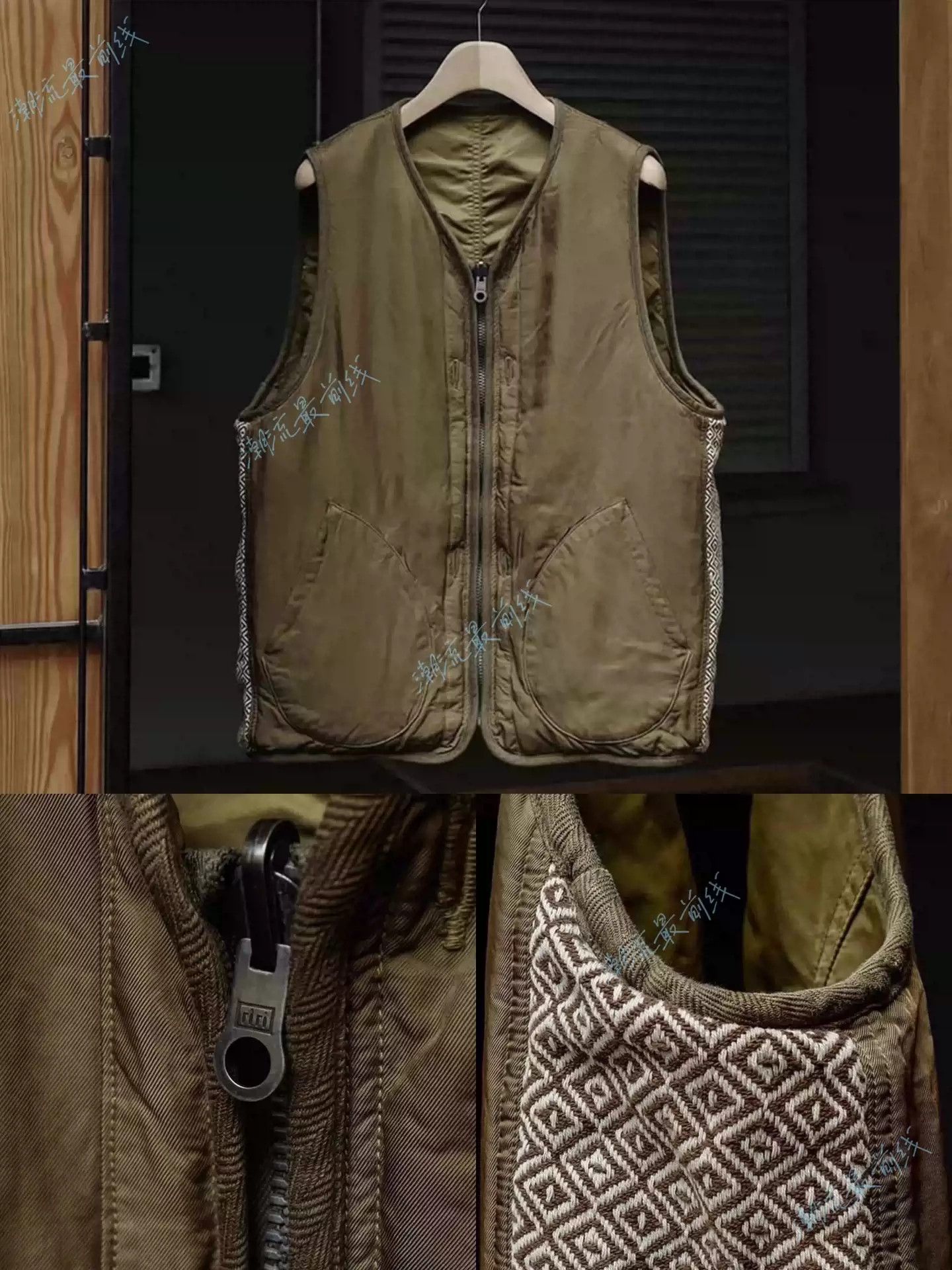 VISVIM IRIS LINER VEST 19SS OLIVE/SIZE 3