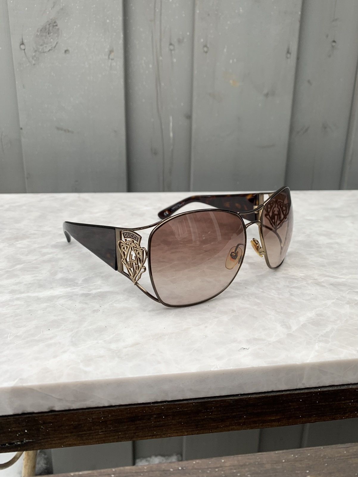 Gucci × Vintage 2000s Gucci Bellboy Logo Metal Sunglasses Y2K Oversized OS Size ONE SIZE - 13 Thumbnail