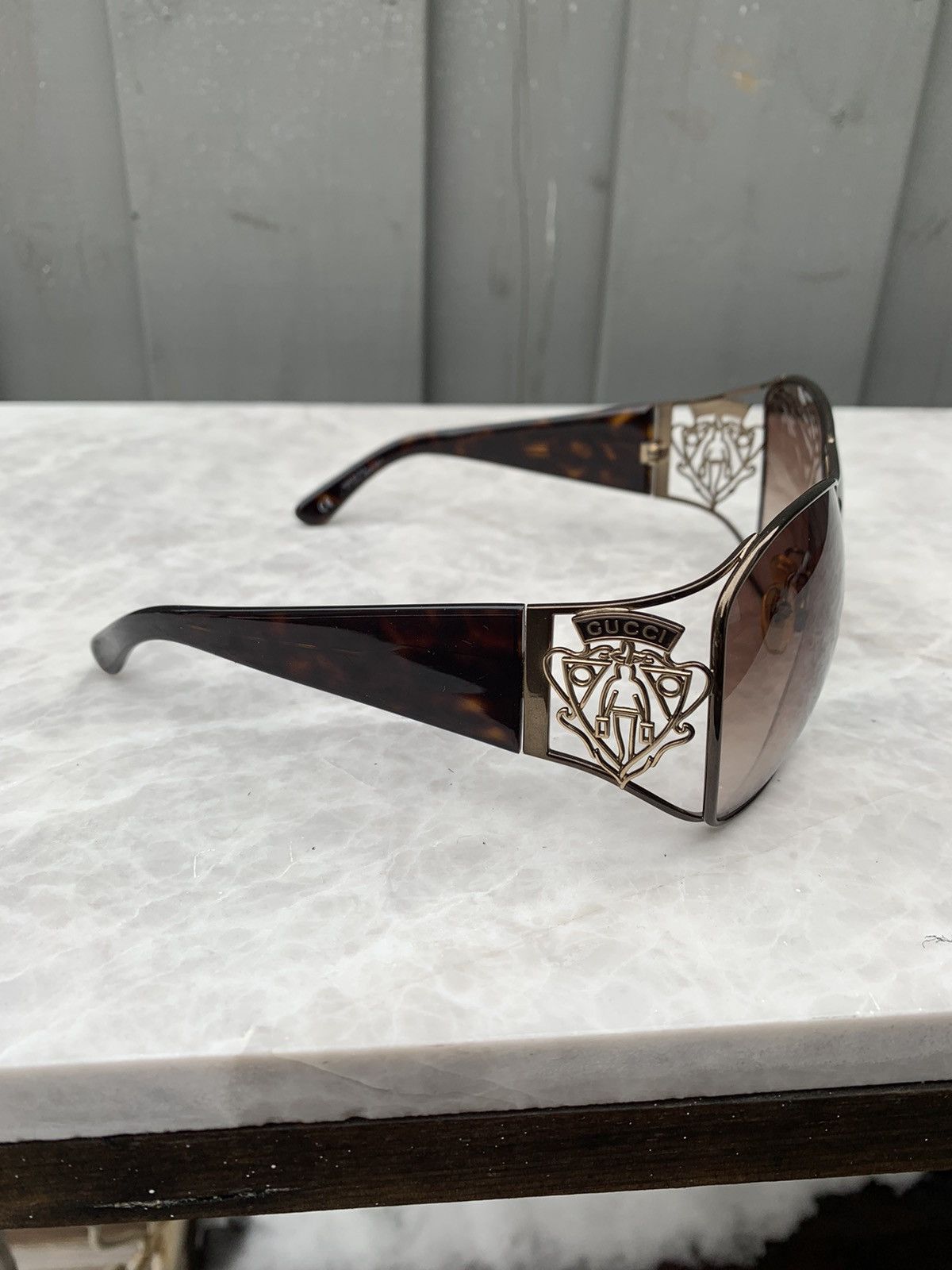 Gucci × Vintage 2000s Gucci Bellboy Logo Metal Sunglasses Y2K Oversized OS Size ONE SIZE - 3 Thumbnail
