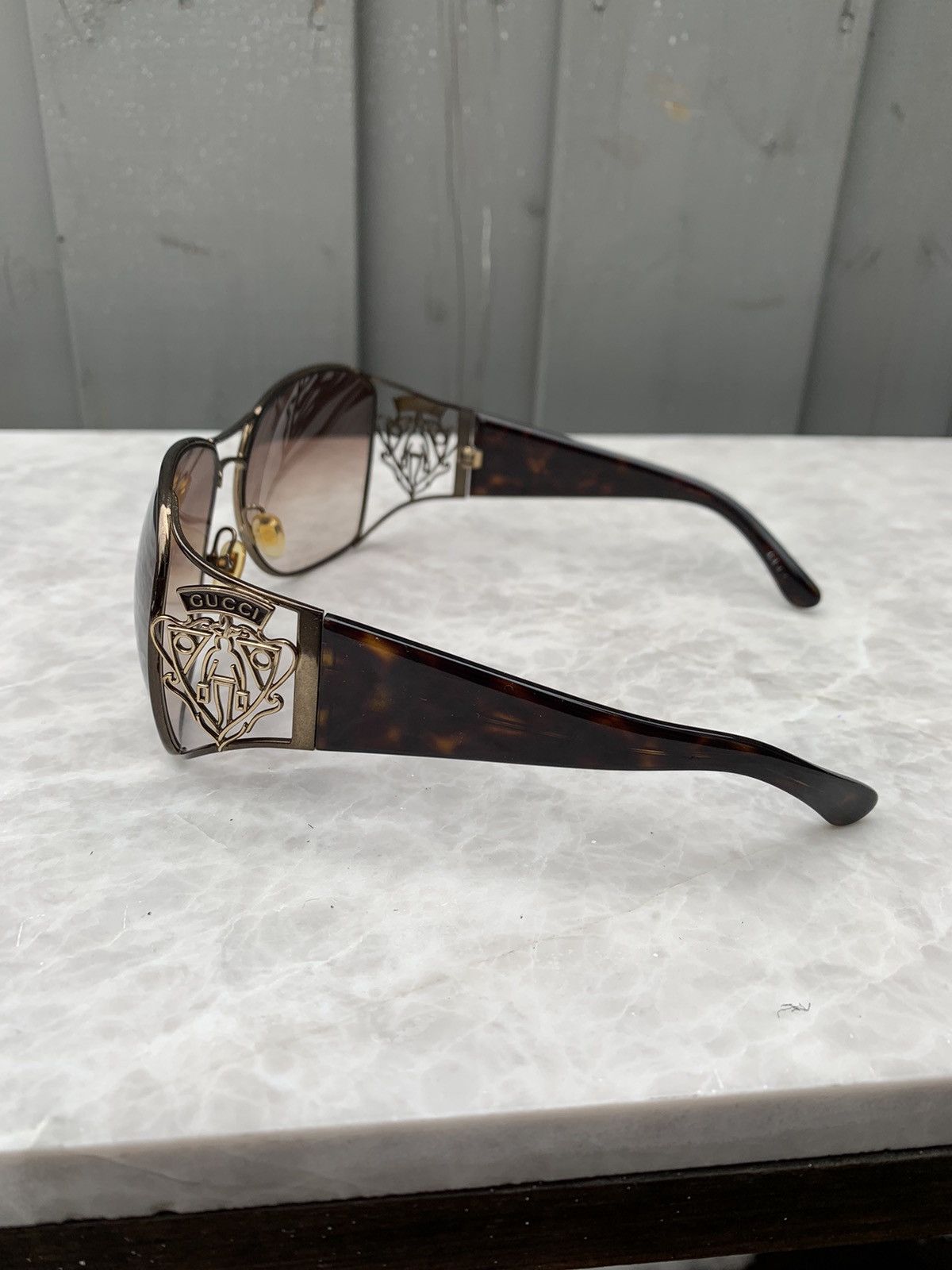 Gucci × Vintage 2000s Gucci Bellboy Logo Metal Sunglasses Y2K Oversized OS Size ONE SIZE - 2 Thumbnail