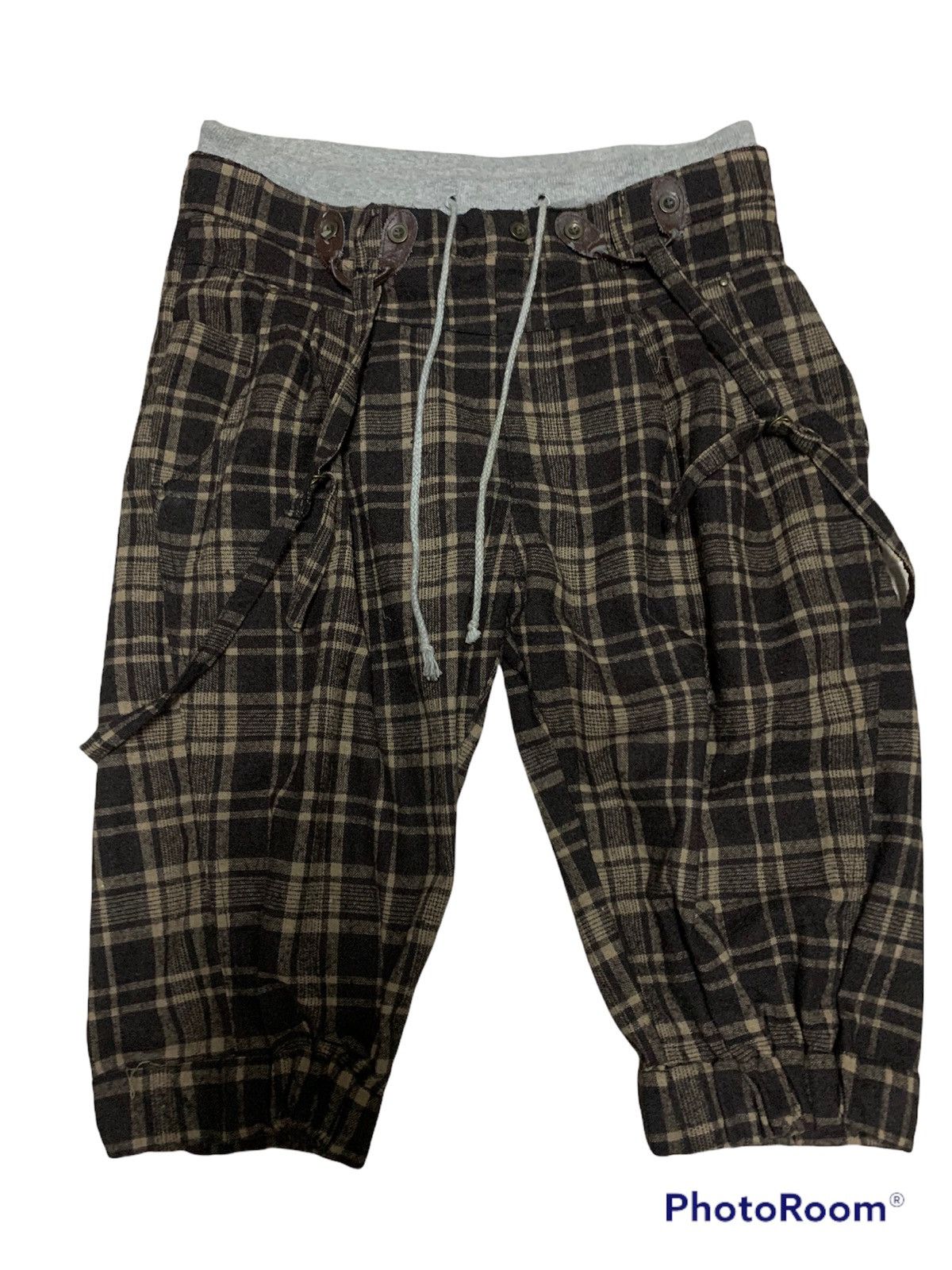Japanese Brand × Vintage JAPANESE BRAND CHECK BONDAGE CROP PANTS Size US 34 / EU 50 - 1 Thumbnail