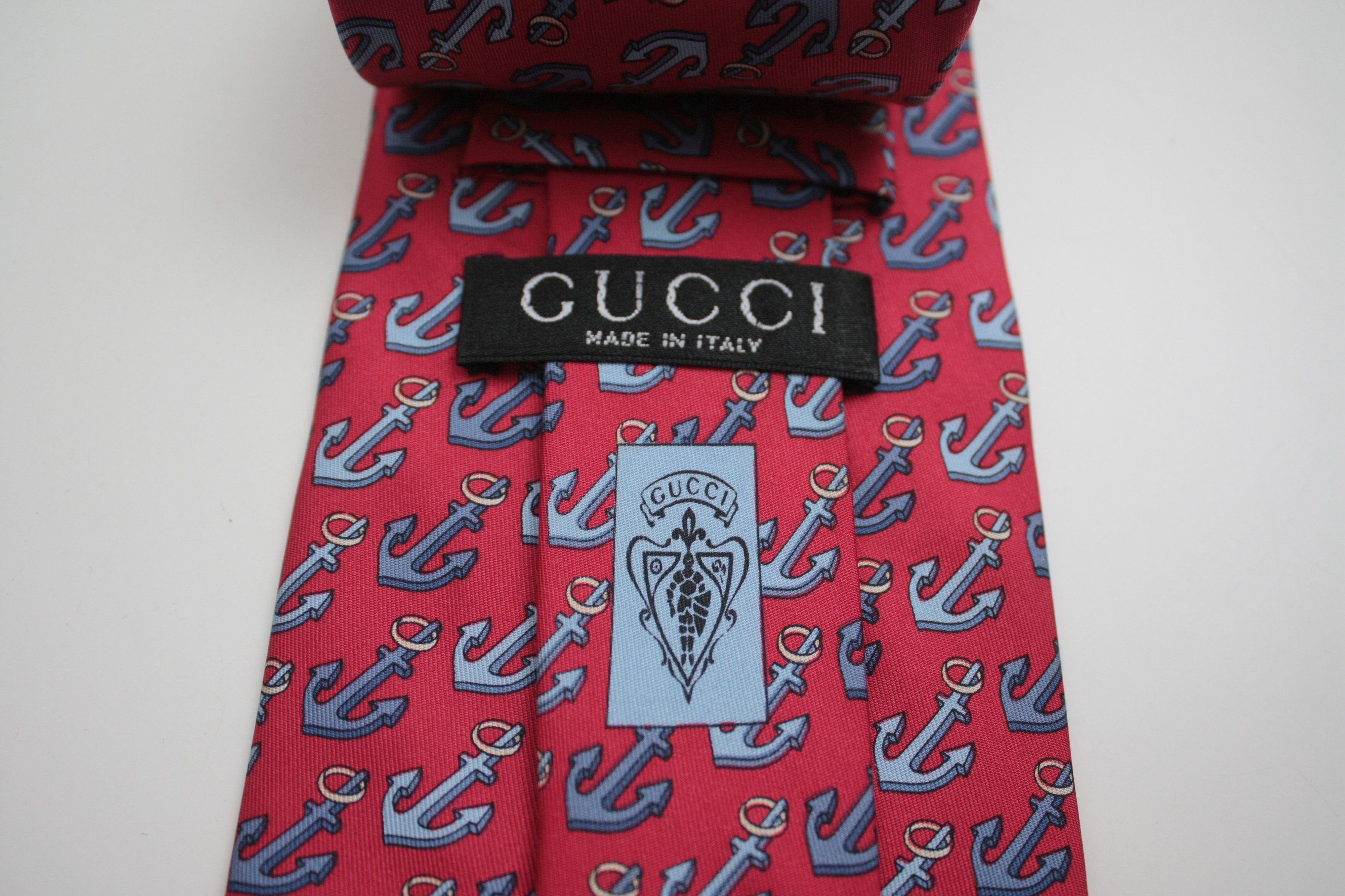 Gucci Gucci Red Anchor Silk Tie Made In Italy Size ONE SIZE - 2 Thumbnail