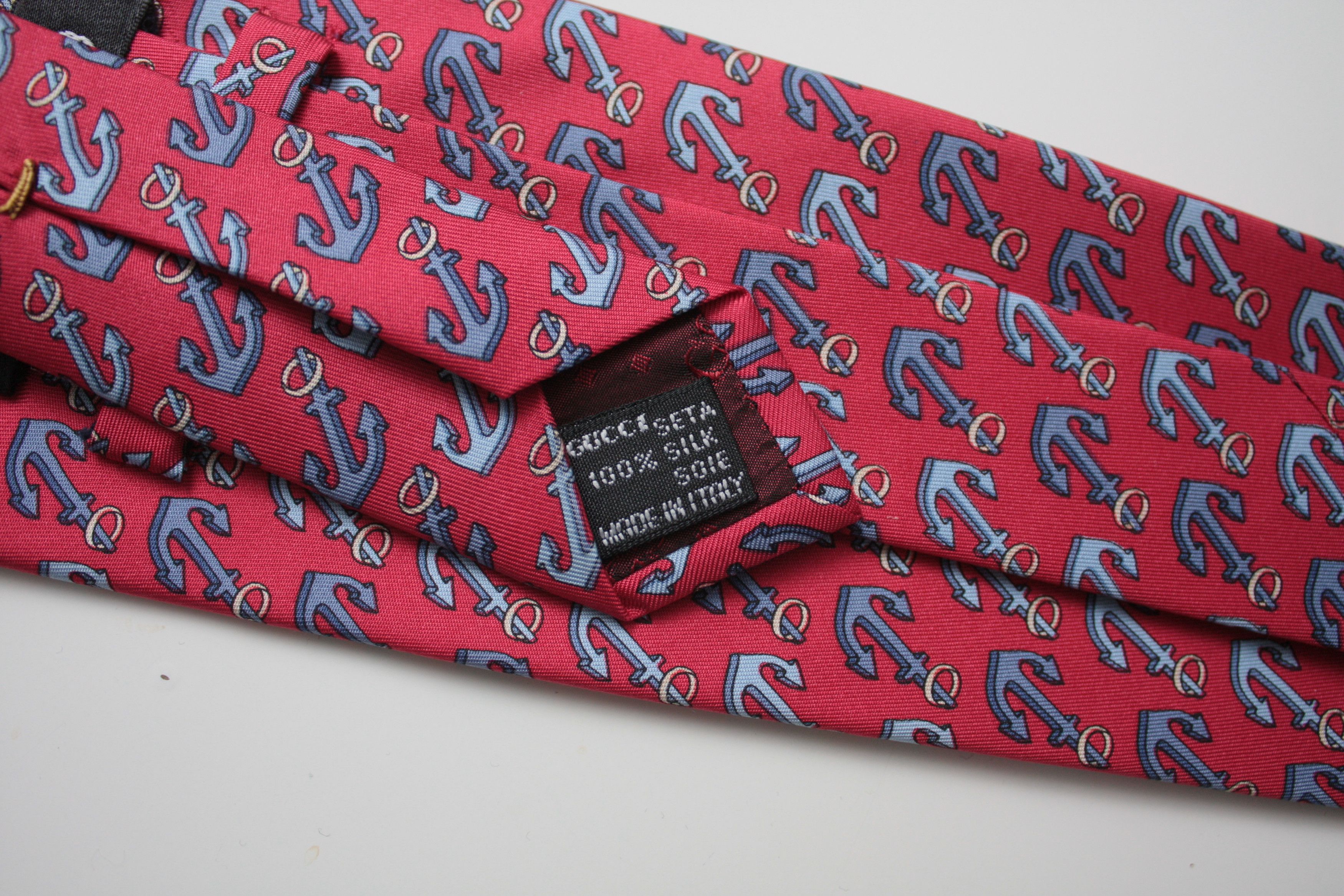 Gucci Gucci Red Anchor Silk Tie Made In Italy Size ONE SIZE - 4 Thumbnail