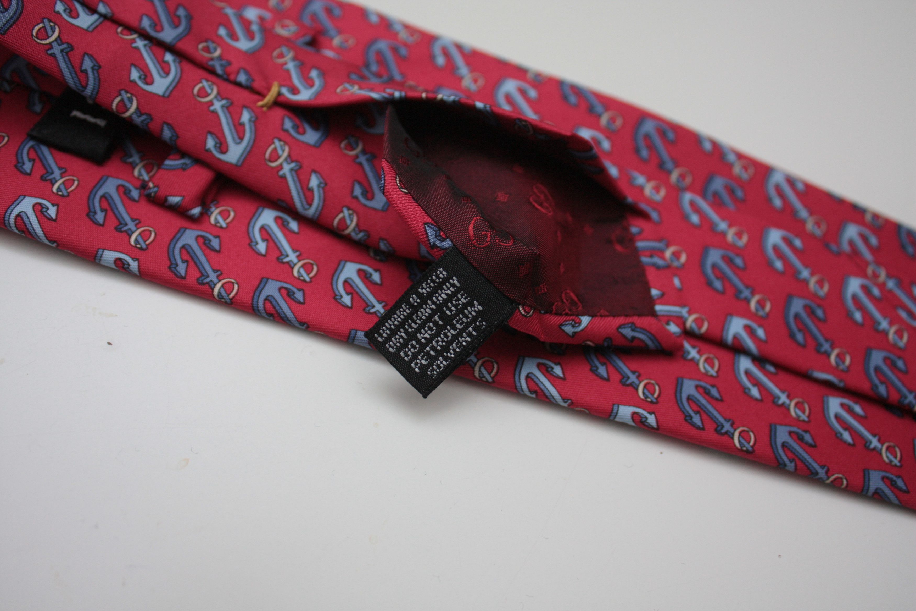 Gucci Gucci Red Anchor Silk Tie Made In Italy Size ONE SIZE - 5 Thumbnail