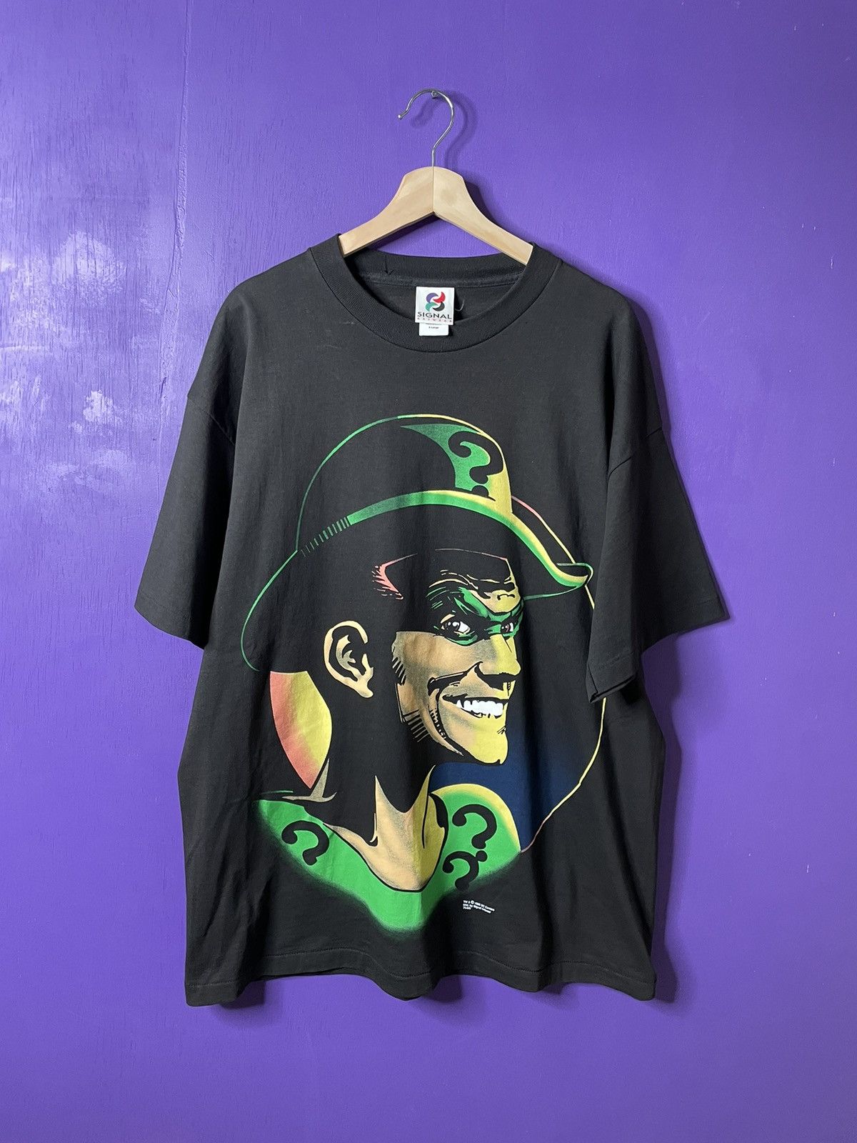 Movie × Vintage Vintage 1995 The Riddler big face movie promo t-shirt ...
