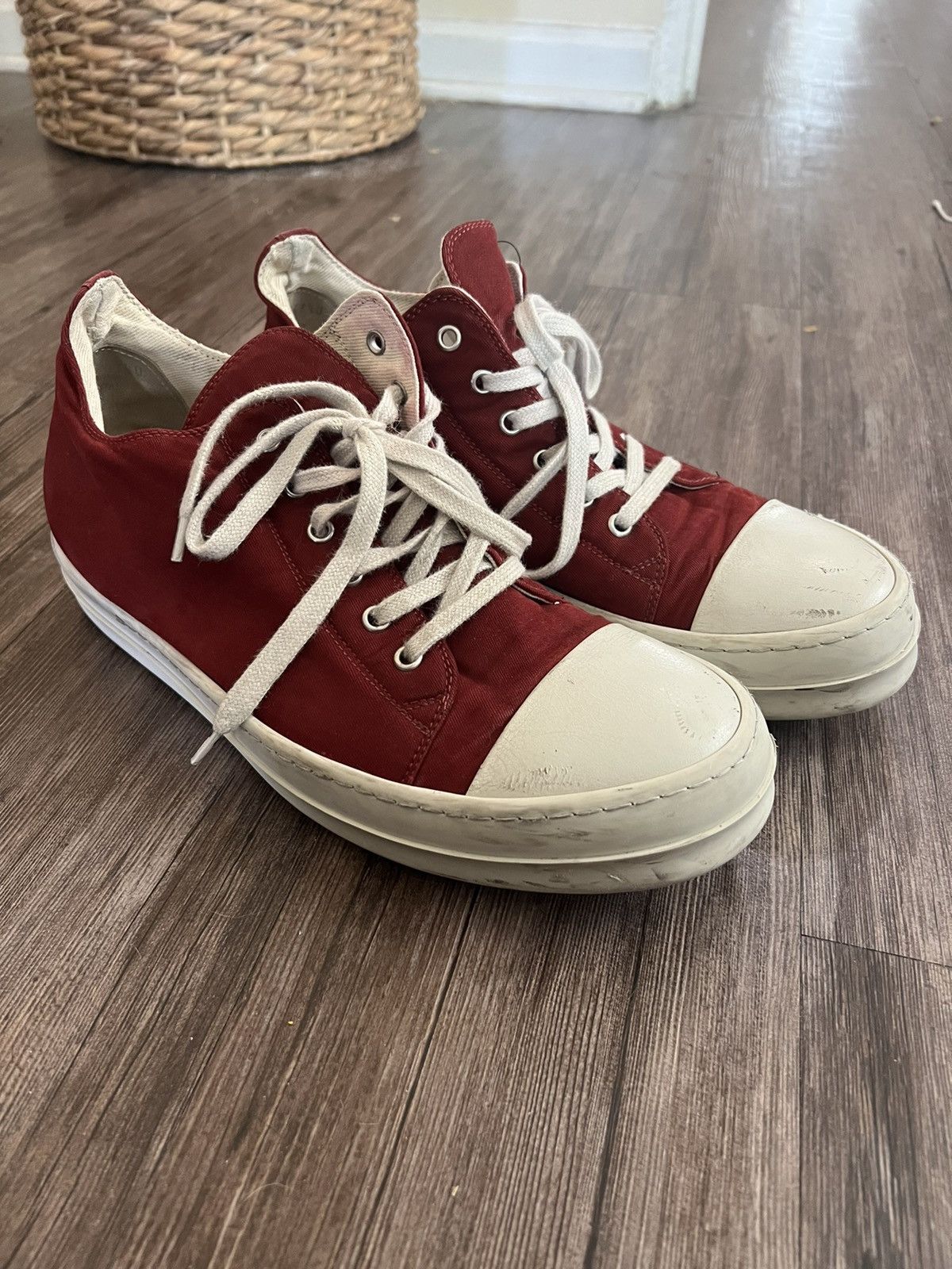 Rick Owens Red wine ramones low | Grailed