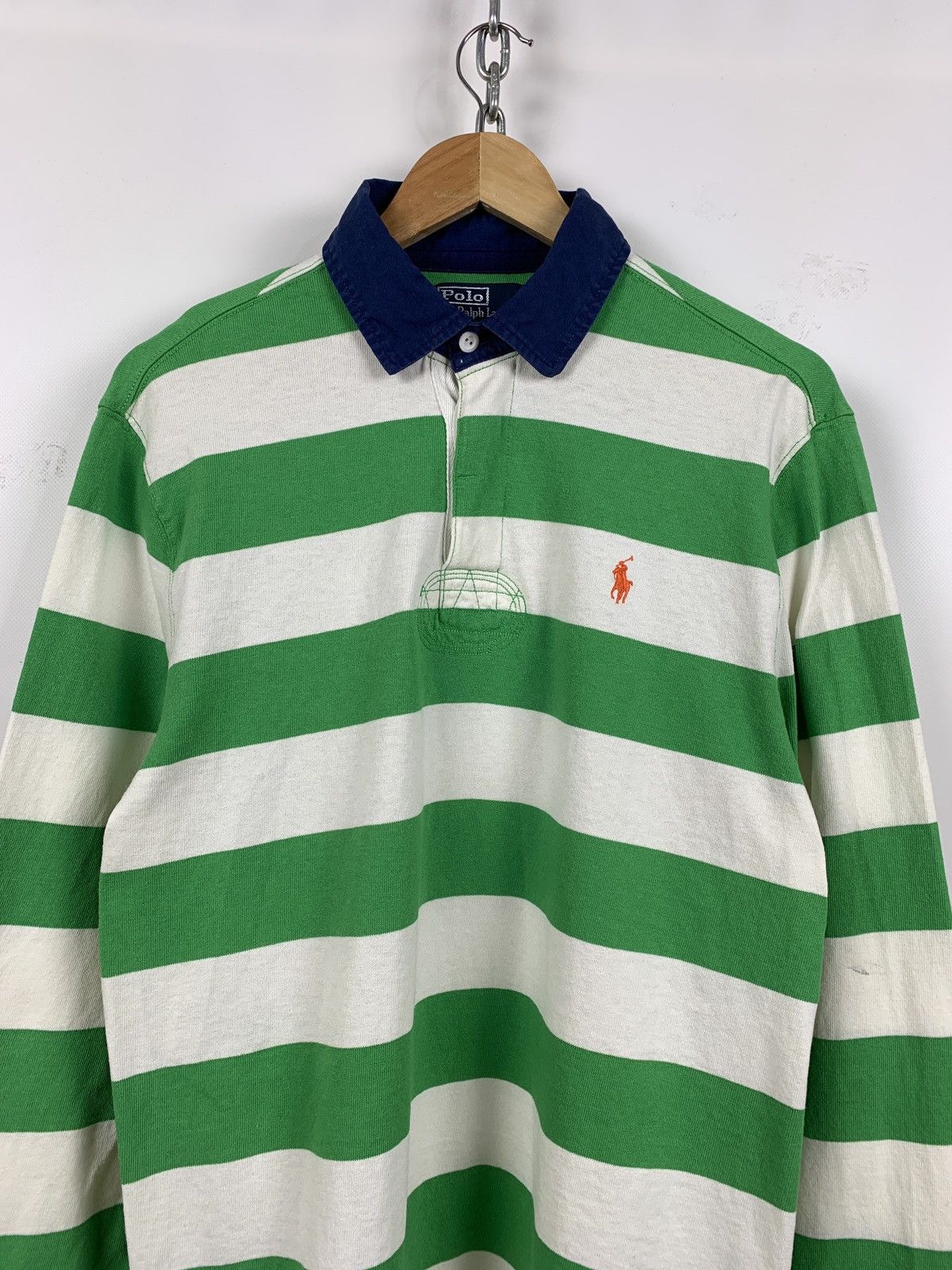 Polo Ralph Lauren Vintage Polo Ralph Lauren Rugby Striped Long Sleeve Shirt Size US L / EU 52-54 / 3 - 3 Thumbnail