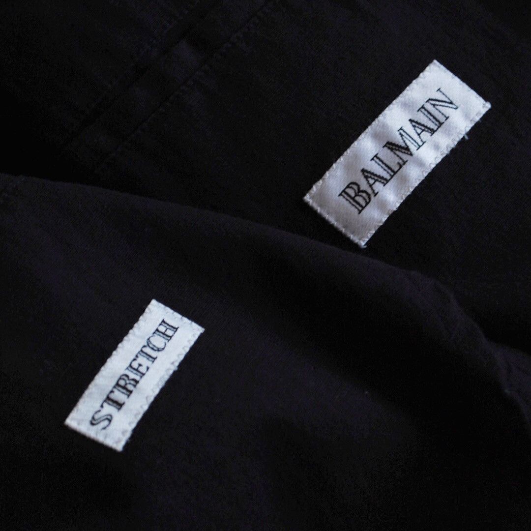 Balmain 🔵linen/cotton unlined fitted summer blazer black Size 50R - 2 Thumbnail