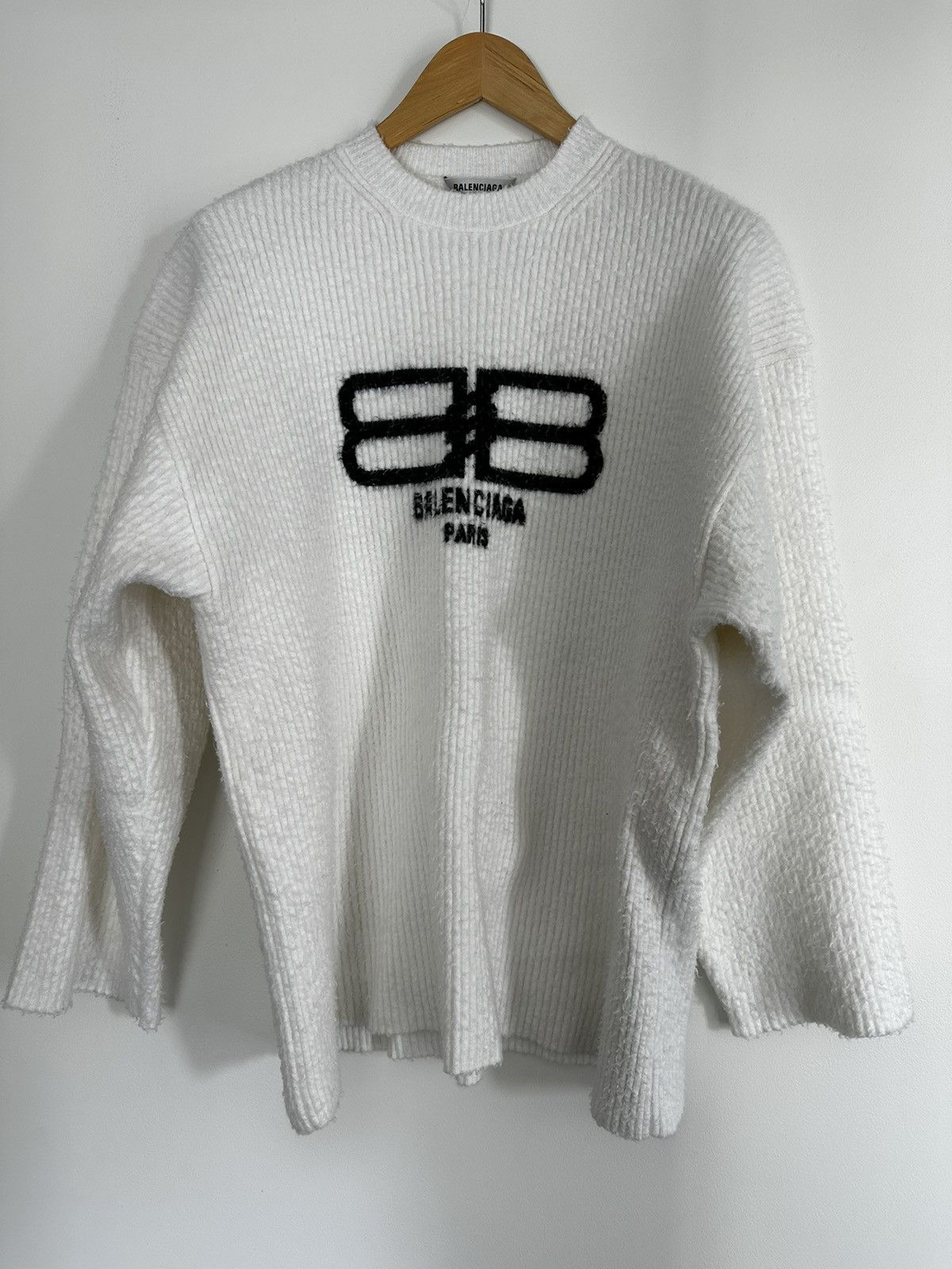 Balenciaga Intarsia-knit logo long sleeve jumper sweater Size S / US 4 / IT 40 - 2 Thumbnail