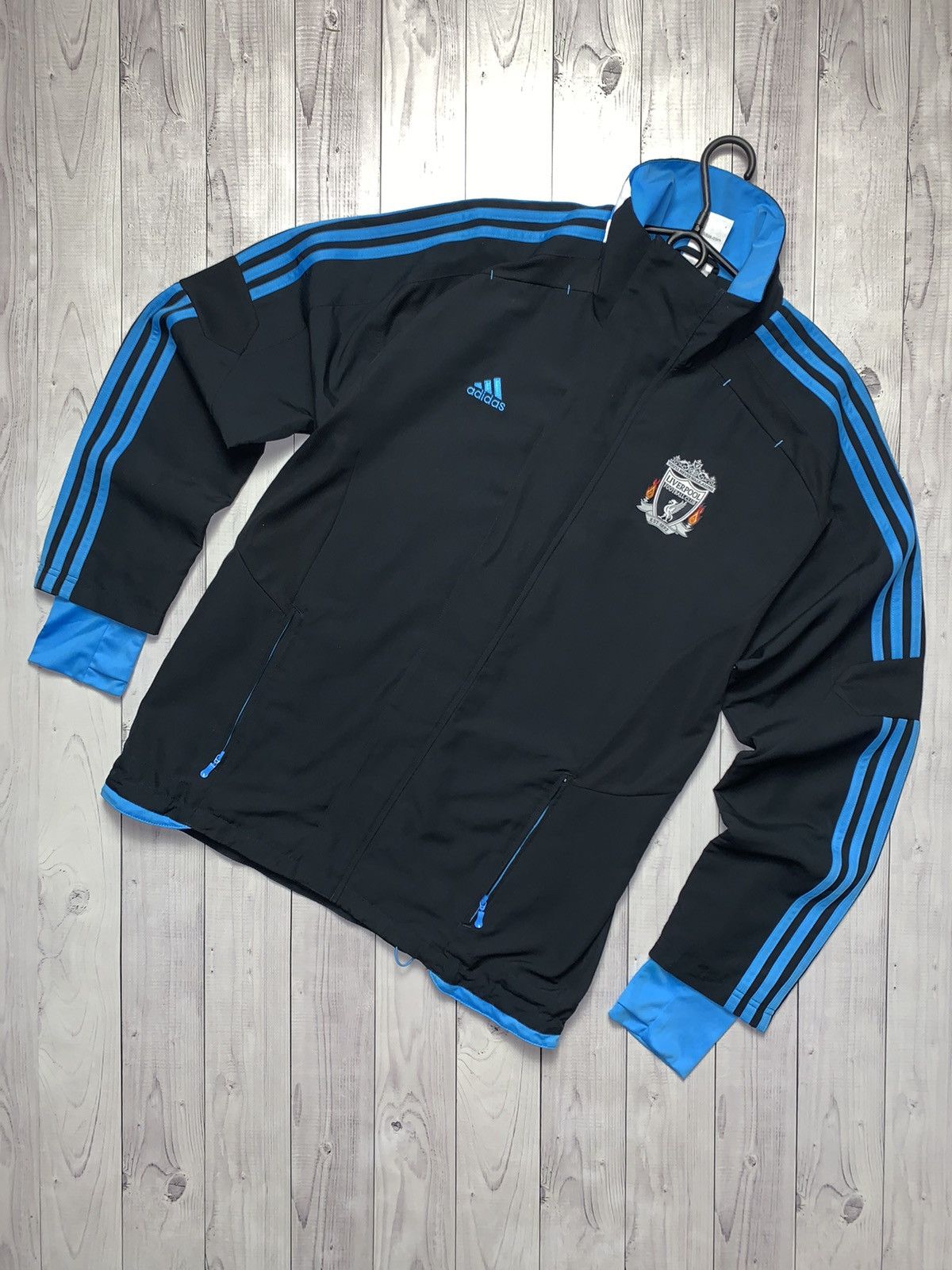 Vintage Liverpool adidas soccer track jacket blue line M