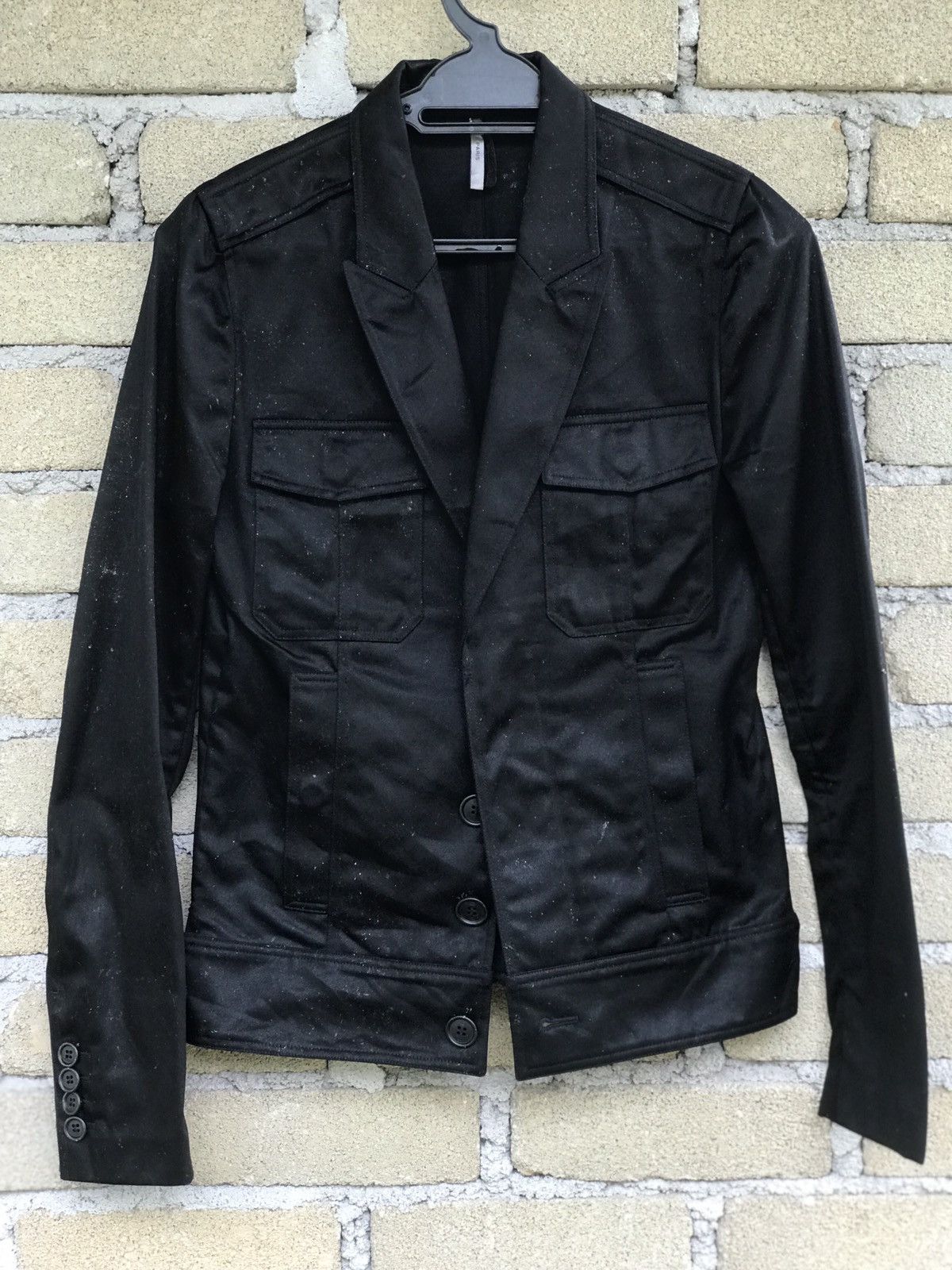 image of Dior Homme Aw06 By Hedi Slimane Coated Military Blazer in Black, Men's (Size Small)