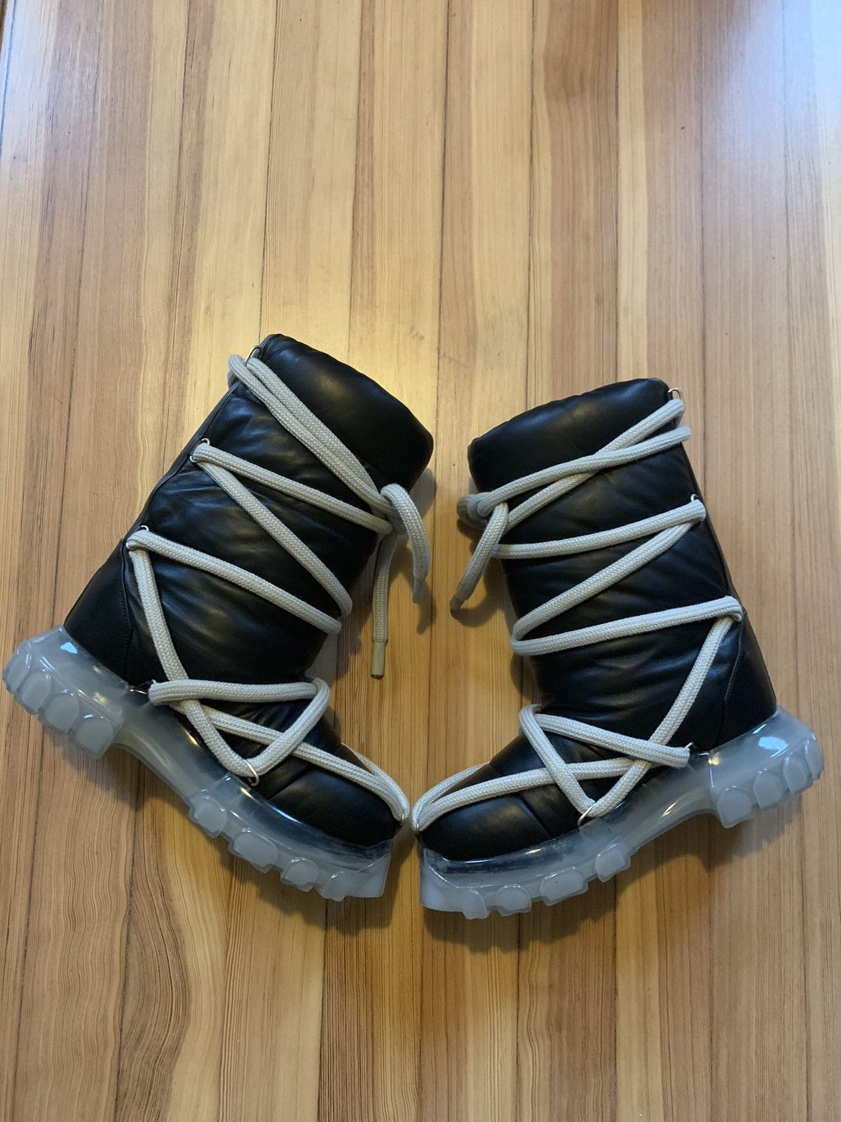 Rick Owens FW22 Strobe Lunar Tractor Leather Boots Size US 10 / EU 43 - 3 Thumbnail