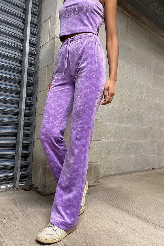 Juicy Couture Juicy Couture Set Velour Purple Flare Track Pants and Top Size XS / US 0-2 / IT 36-38 - 2 Thumbnail