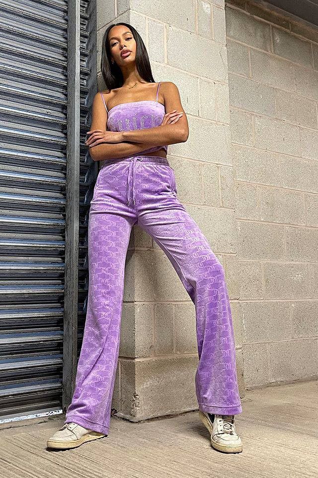 Juicy Couture Juicy Couture Set Velour Purple Flare Track Pants and Top Size XS / US 0-2 / IT 36-38 - 1 Thumbnail