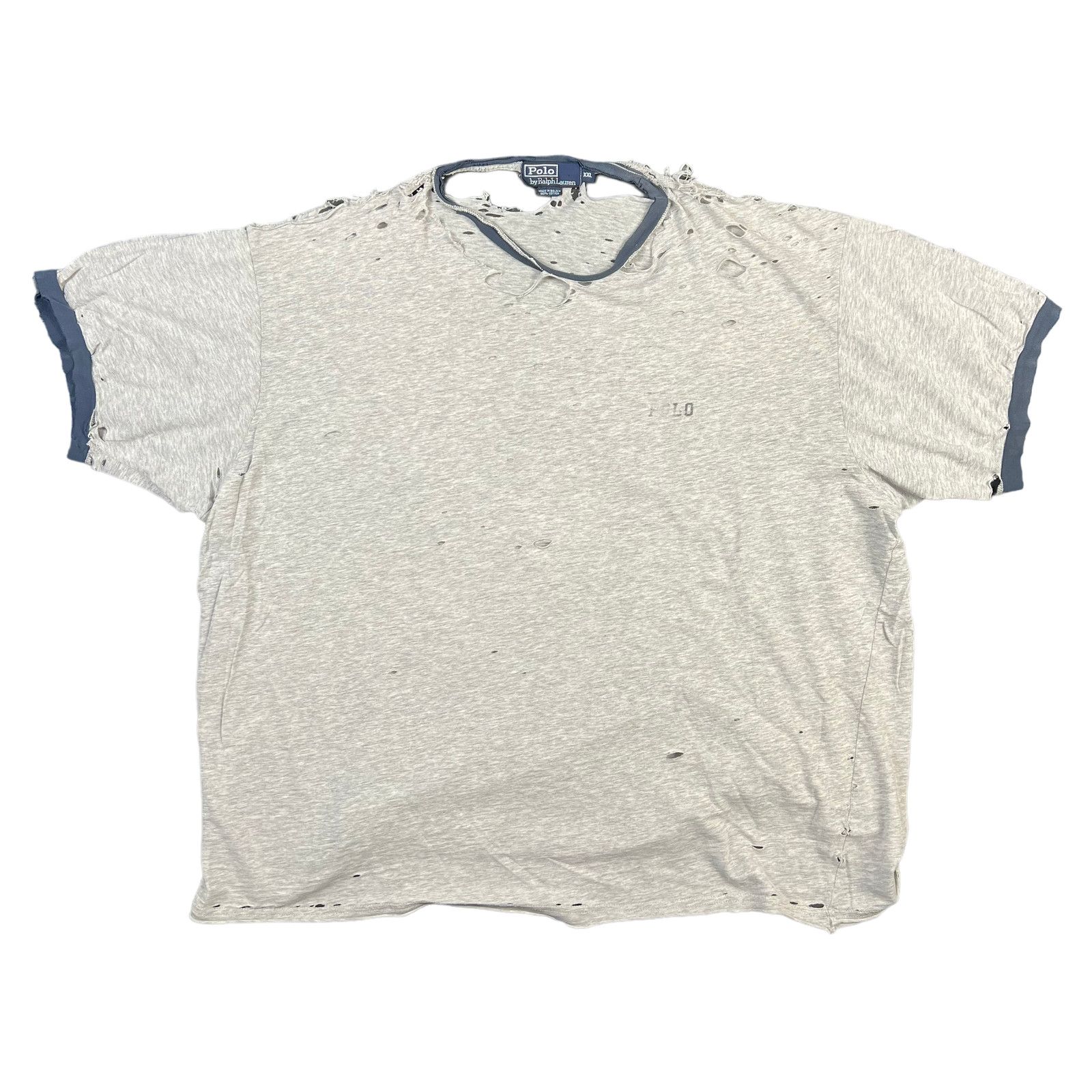 Vintage Grey Polo Ralph Lauren Thrashed Ringer Tee Size XL