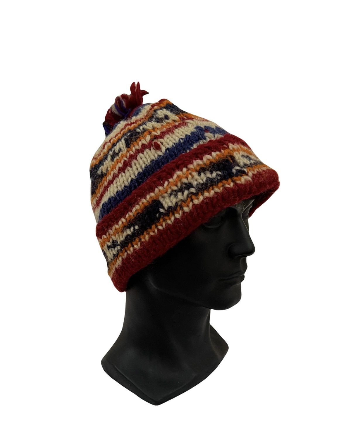 Native × Vintage American Native Navajo Knit Beanie Hat Size ONE SIZE - 3 Thumbnail