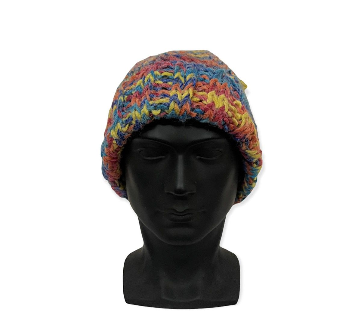 Vintage Vintage Multicolour Rainbow Knit Beanie Hat Size ONE SIZE - 1 Thumbnail
