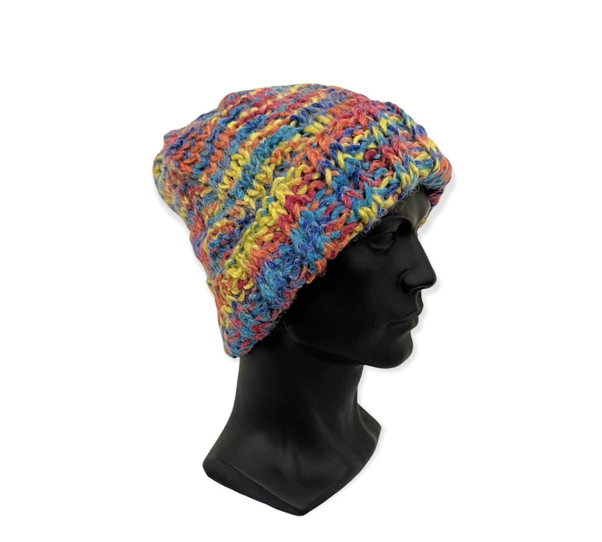 Vintage Vintage Multicolour Rainbow Knit Beanie Hat Size ONE SIZE - 3 Thumbnail