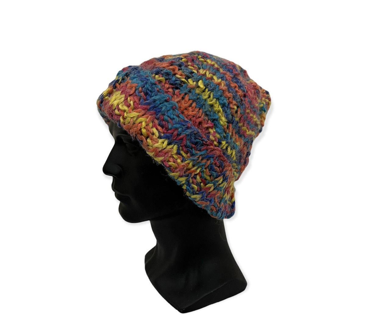 Vintage Vintage Multicolour Rainbow Knit Beanie Hat Size ONE SIZE - 2 Thumbnail