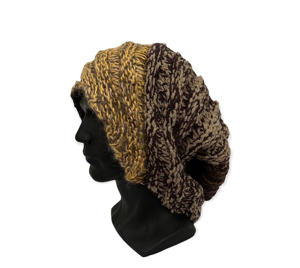 Vintage Vintage Knit Twotone Baggy Beanie Hat Size ONE SIZE - 2 Thumbnail