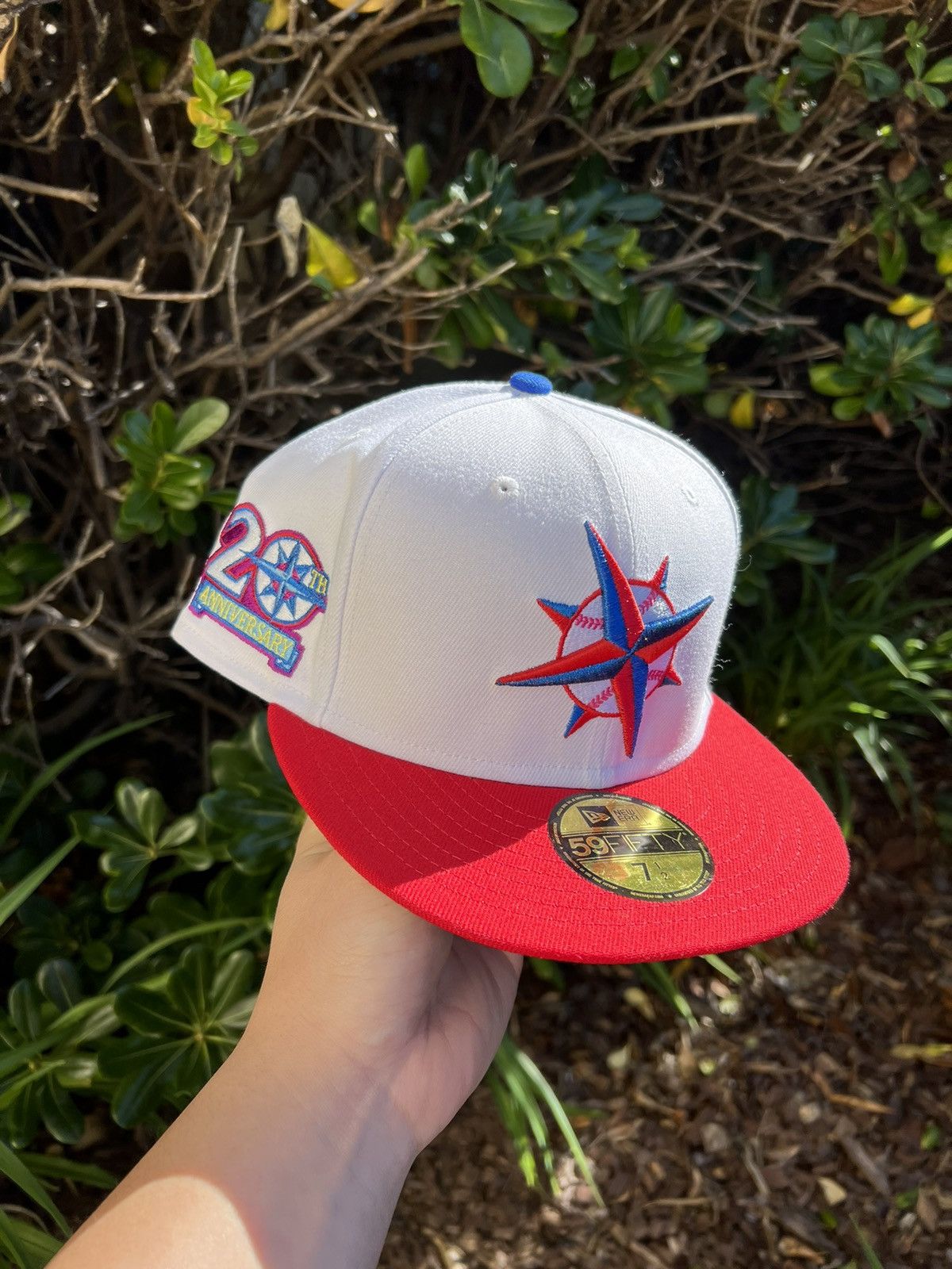 Seattle Mariners White Two Tone Fitted 20th Anniversary 71/2