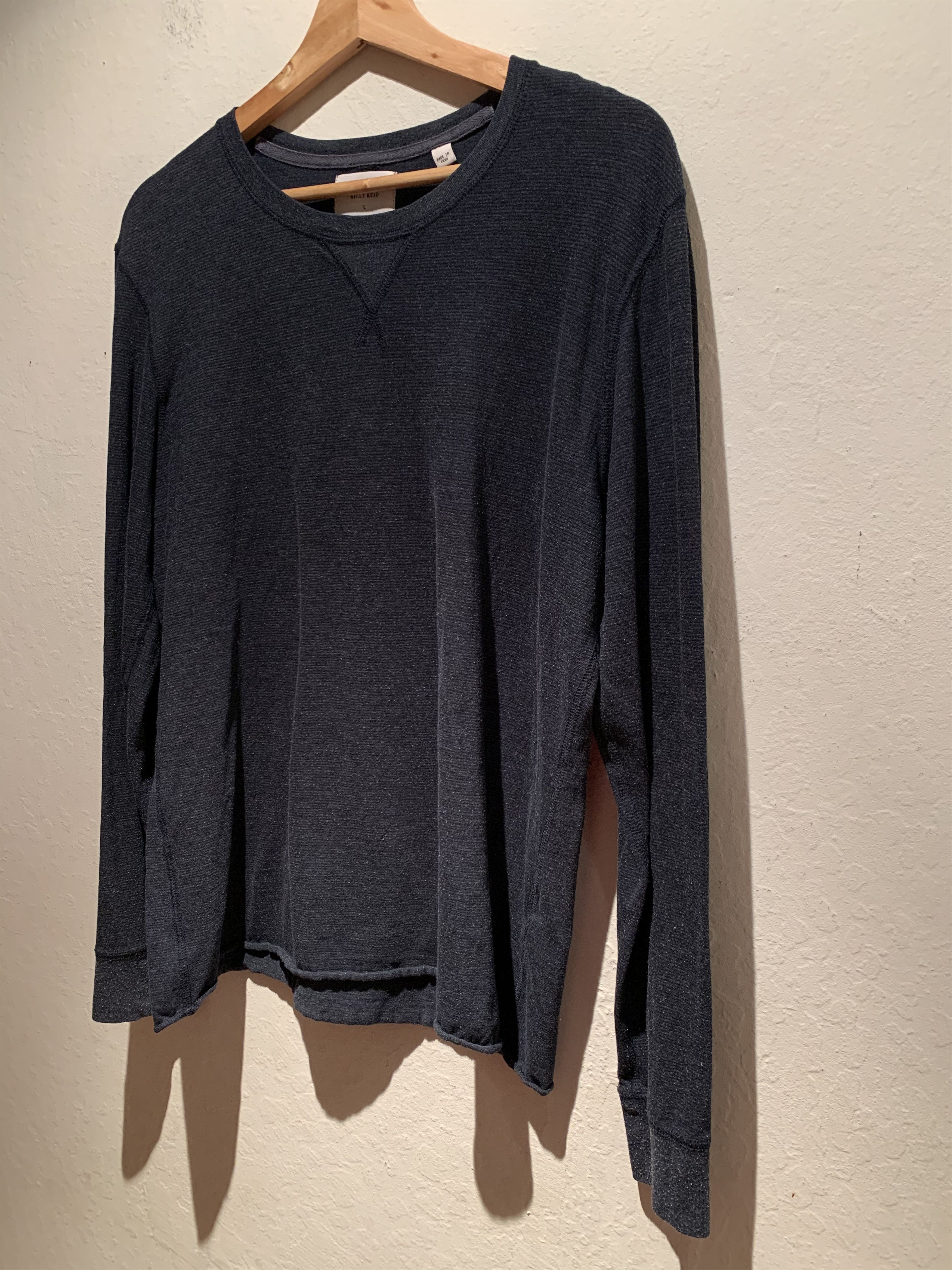 image of Billy Reid Peruvian Knit Long Sleeve Shirt - Large in Dark Slate Gray/Light Gray, Men's